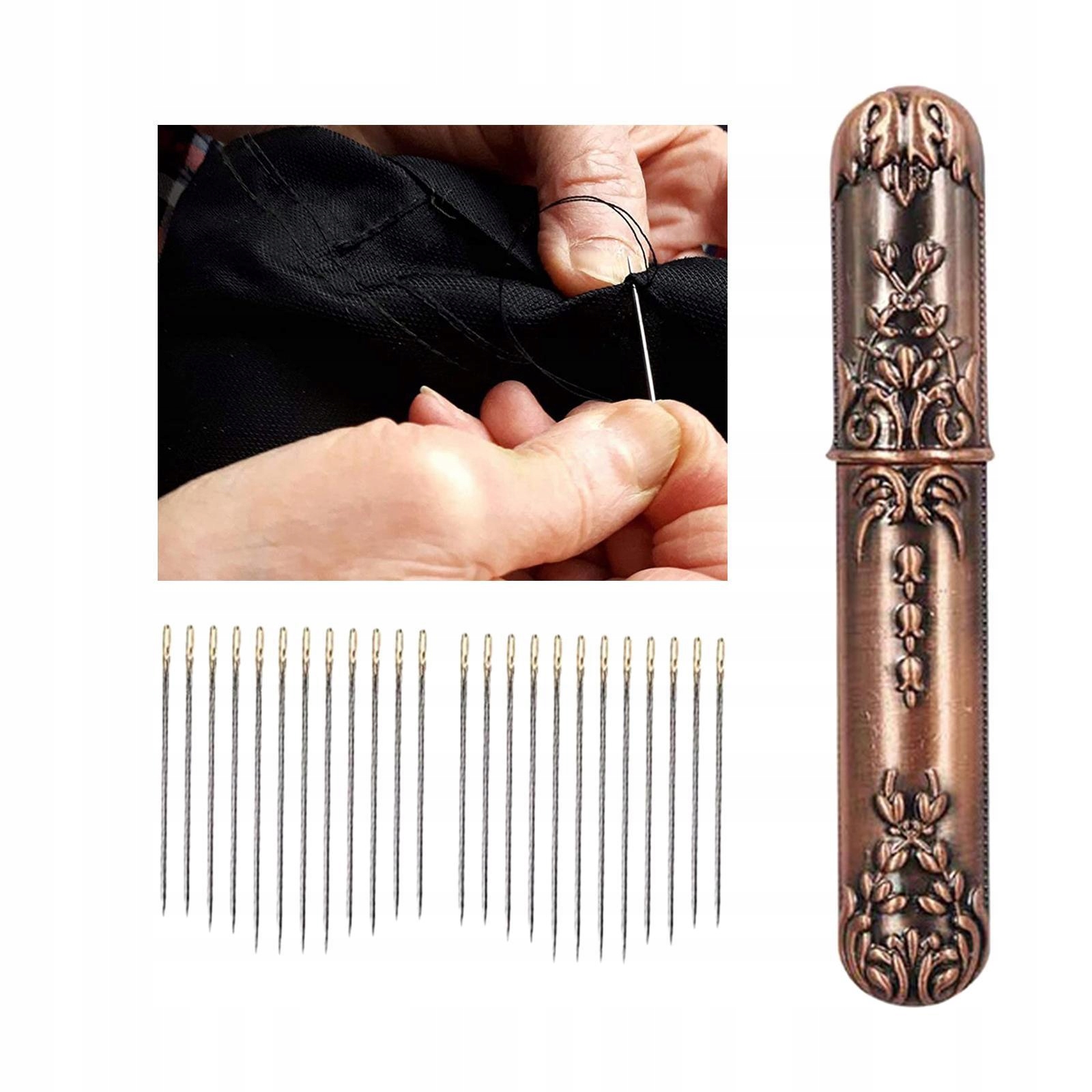 Self Threading Needles, 24 Pieces Large Eye Stitching Bronze 24Pcs Needles Rodzaj inny