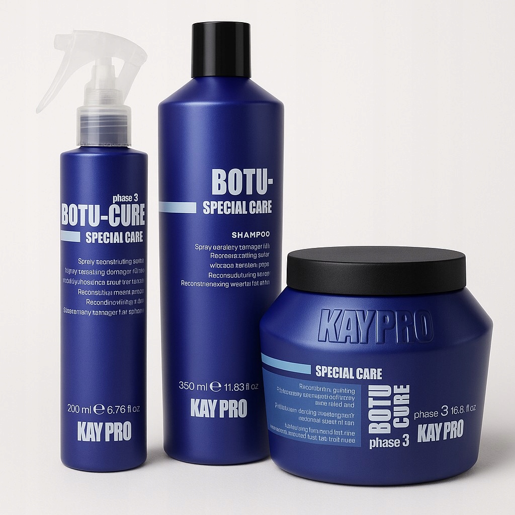 Zestaw do włosów zniszczonych: szampon, maska i spray KayPro Botu-Cure
