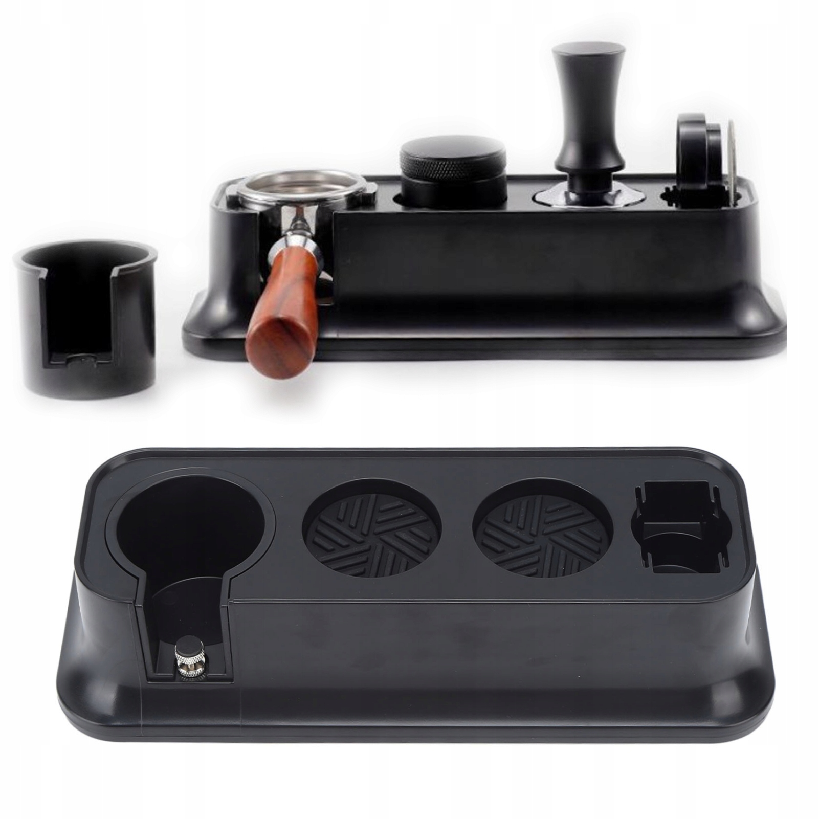 Stacja Tamperowa 3W1 51/53/58MM Antypoślizgowa Stojak Do Kawy Czarna