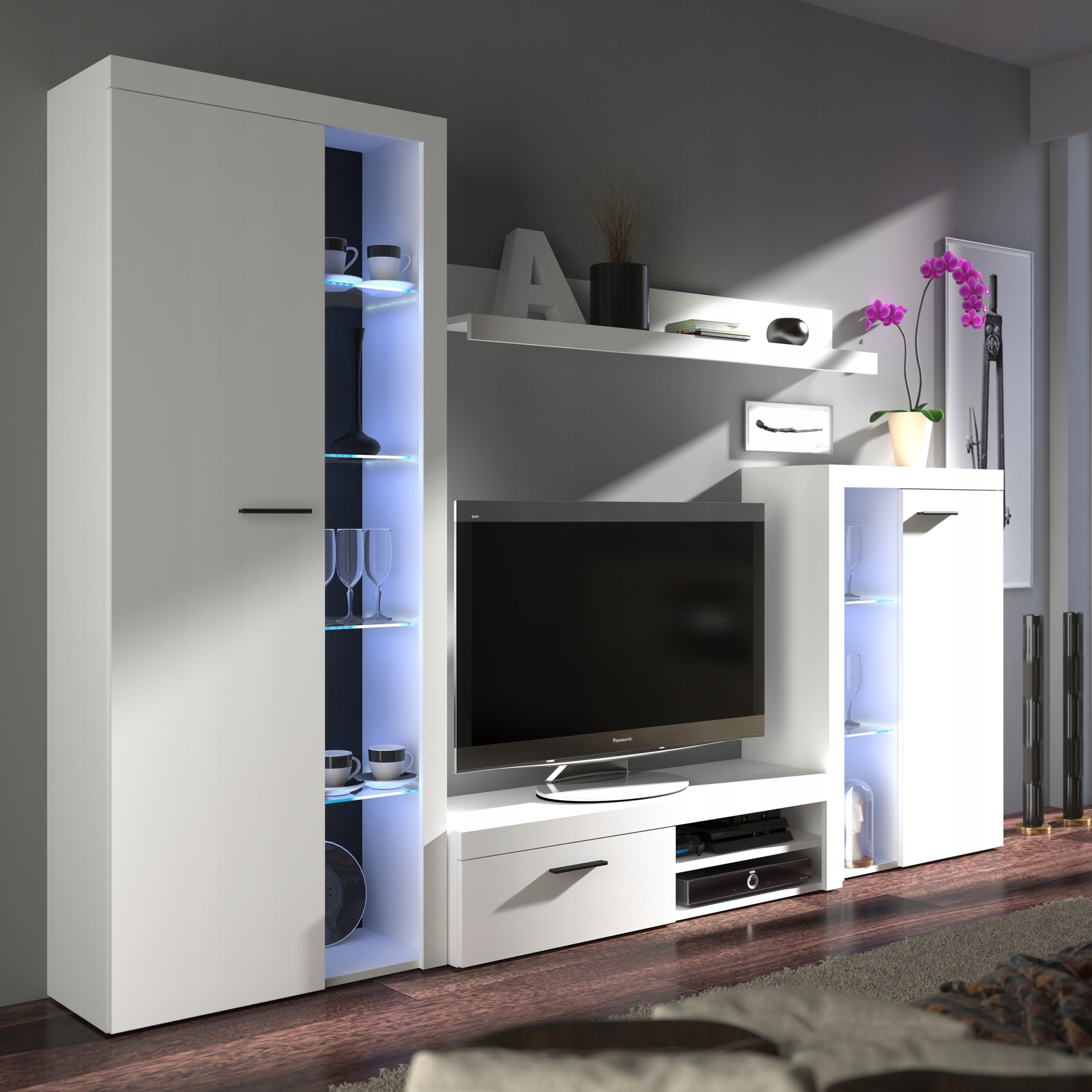 Nábytková Stěna Ritmo Bílá Moderní Sada nábytku do obývacího pokoje