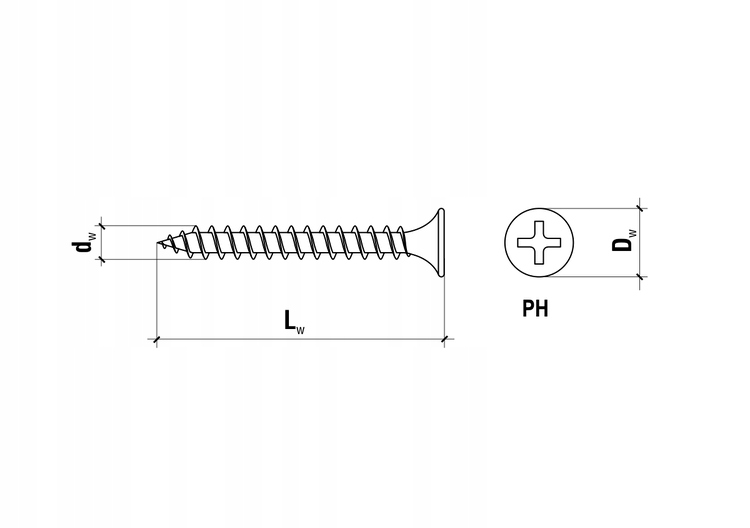 WKRĘTY DO DREWNA PŁYT GK 3,5x45mm CZARNE PH2 500szt FOSFATOWANE KLIMAS Długość wkręta 45 mm
