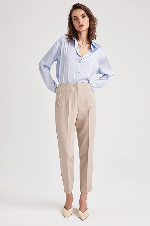 Defacto Béžové Doutníkové Kalhoty S Vysokým Pasem 38 6F