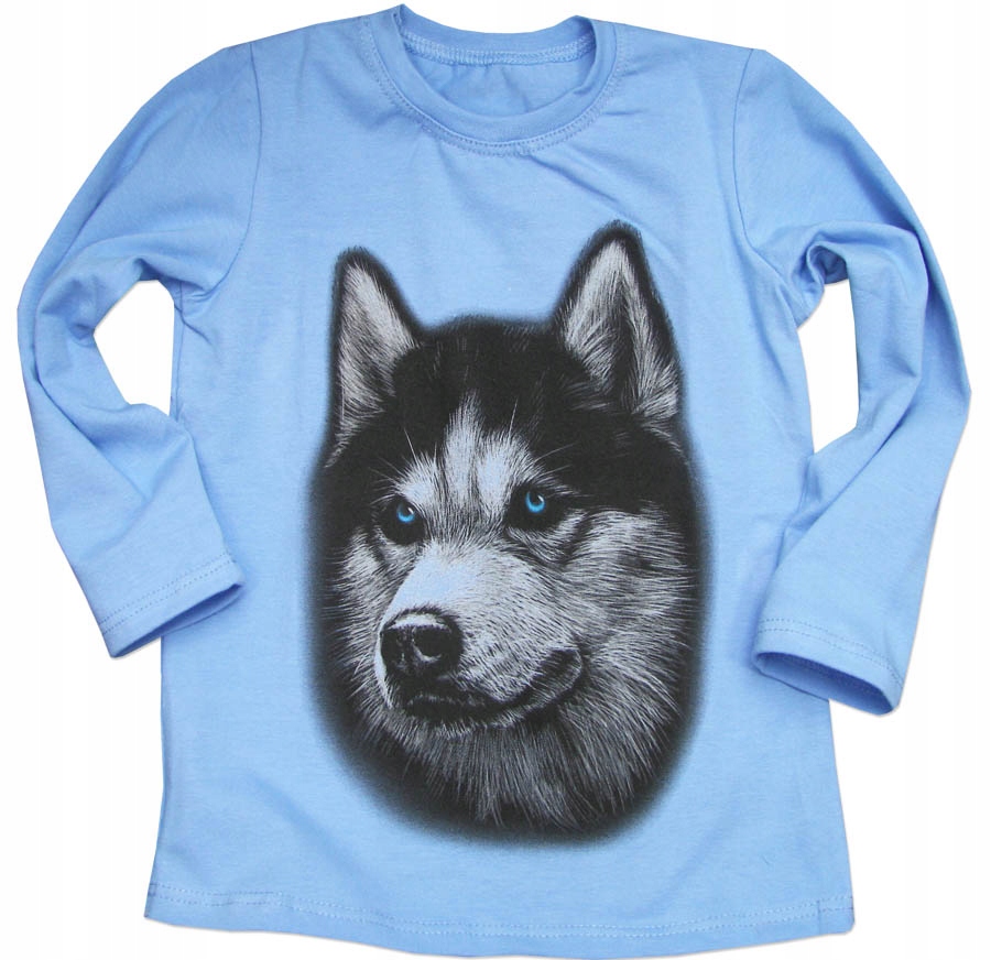 

128 Bluzka bawełniana pies Husky Animals niebieski