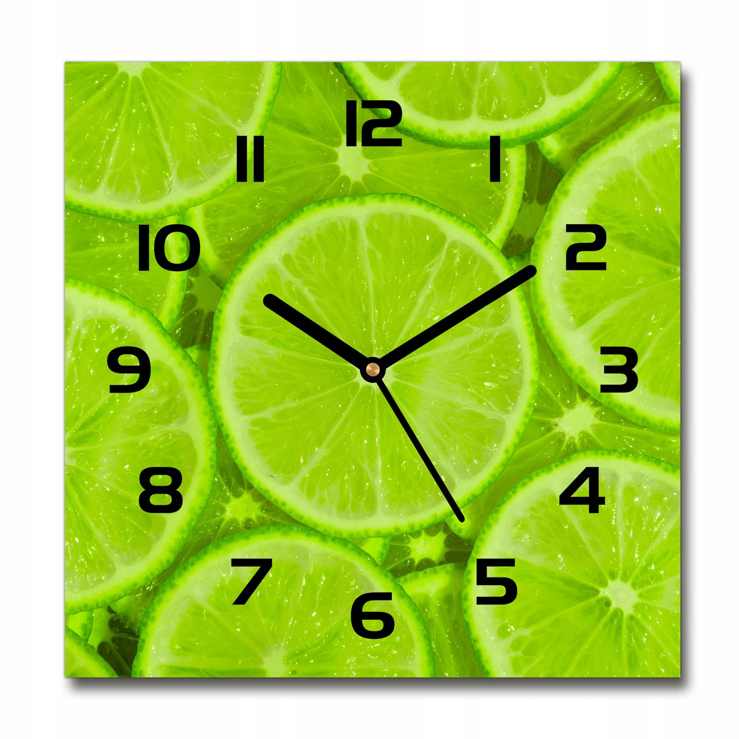

Zegar ścienny szklany kwadratowy Limonki 30x30 cm