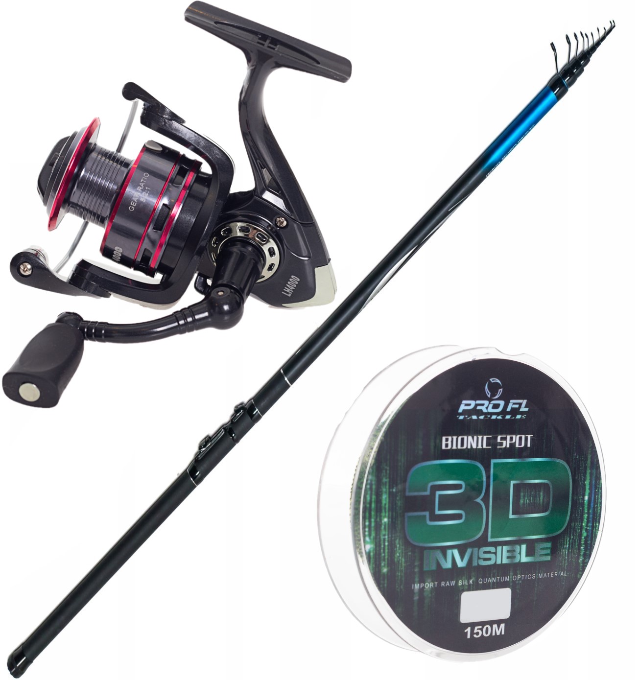 Zestaw wędkarski Fl Wędka Bolonka 6m Carbon Kołowrotek +żyłka Spławikowa