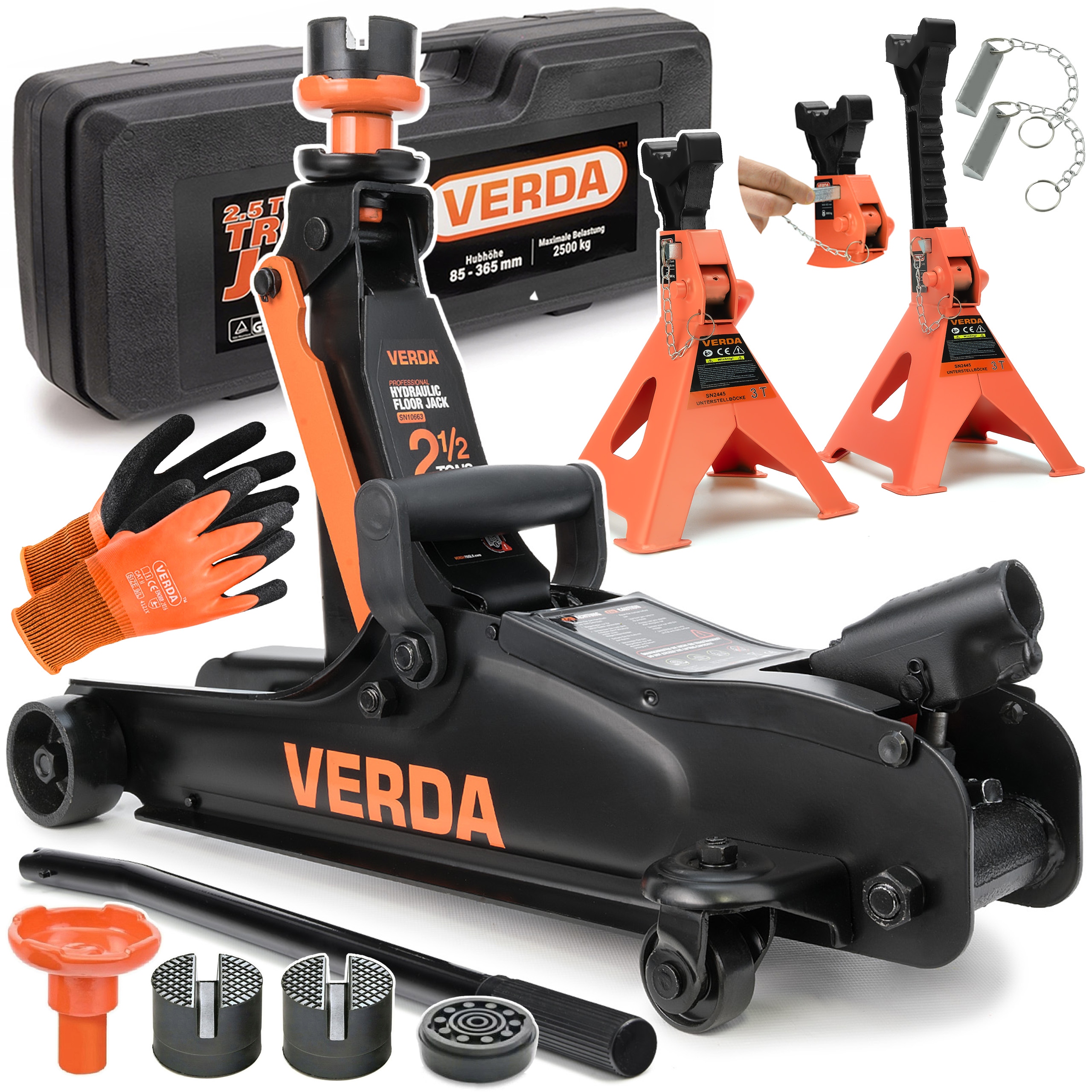 Podnośnik samochodowy Verda 2,5T w walizce 85-365 mm hydrauliczny