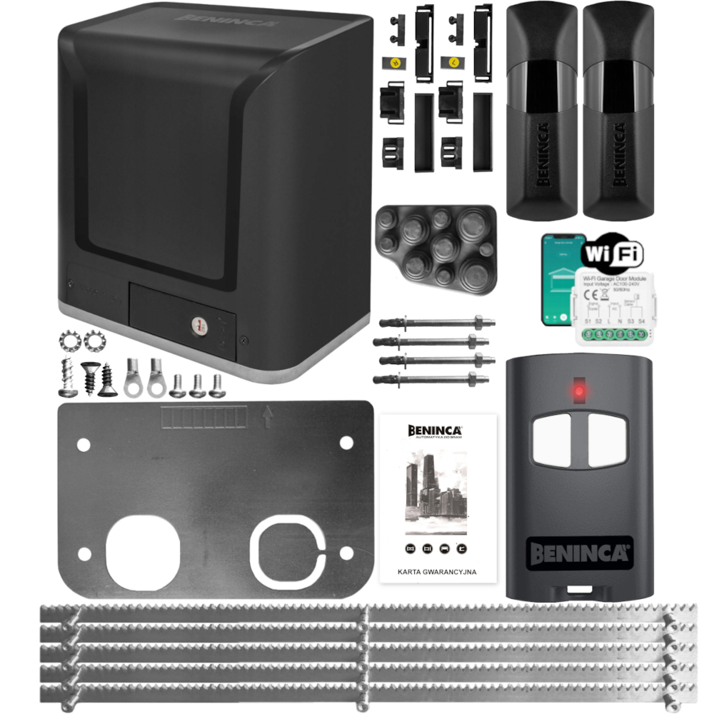 Beninca KWOLF424.P2 Zestaw 24V do bram przesuwnej 450kg pilot WiFi Listwa