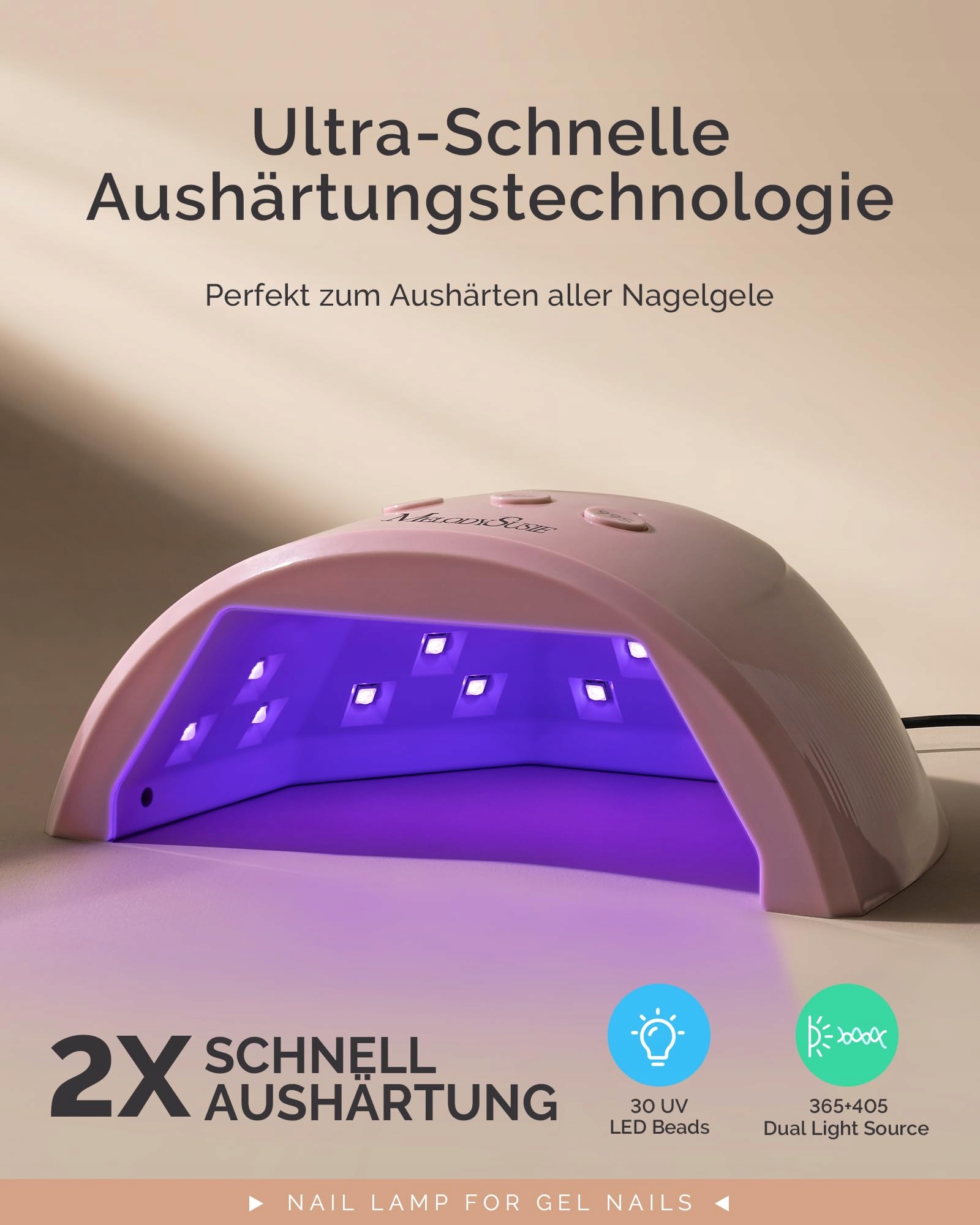 MELODYSUSIE Lampa UV LED Do Paznokci Z Wyświetlaczem LCD I Czujnikiem — miniatura 3