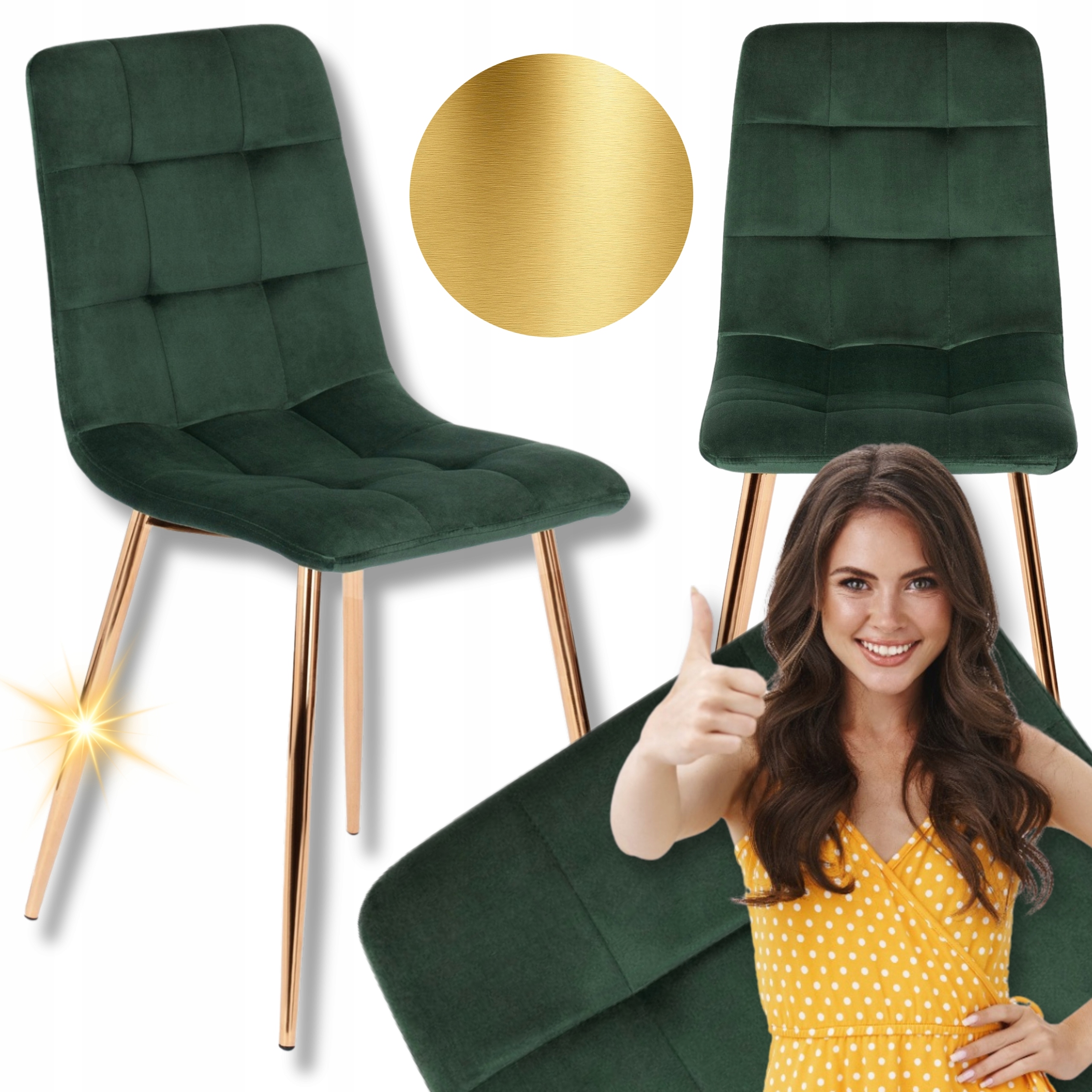 Čalouněná kuchyňská židle Velurová do jídelny Obývací pokoj Zelená York