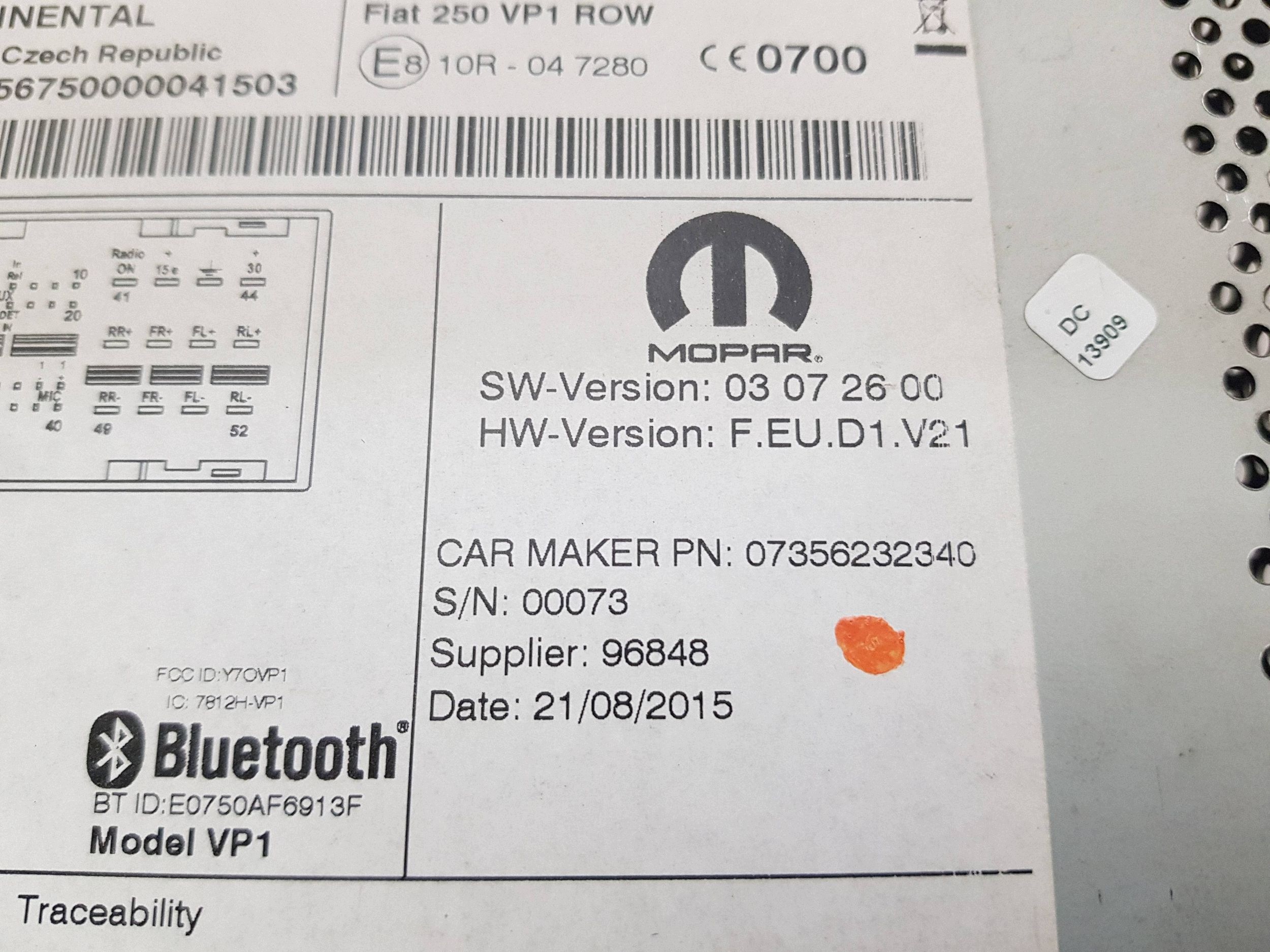RADIO FIAT DUCATO III PEUGEOT BOXER BOXER JUMPER 07356232340