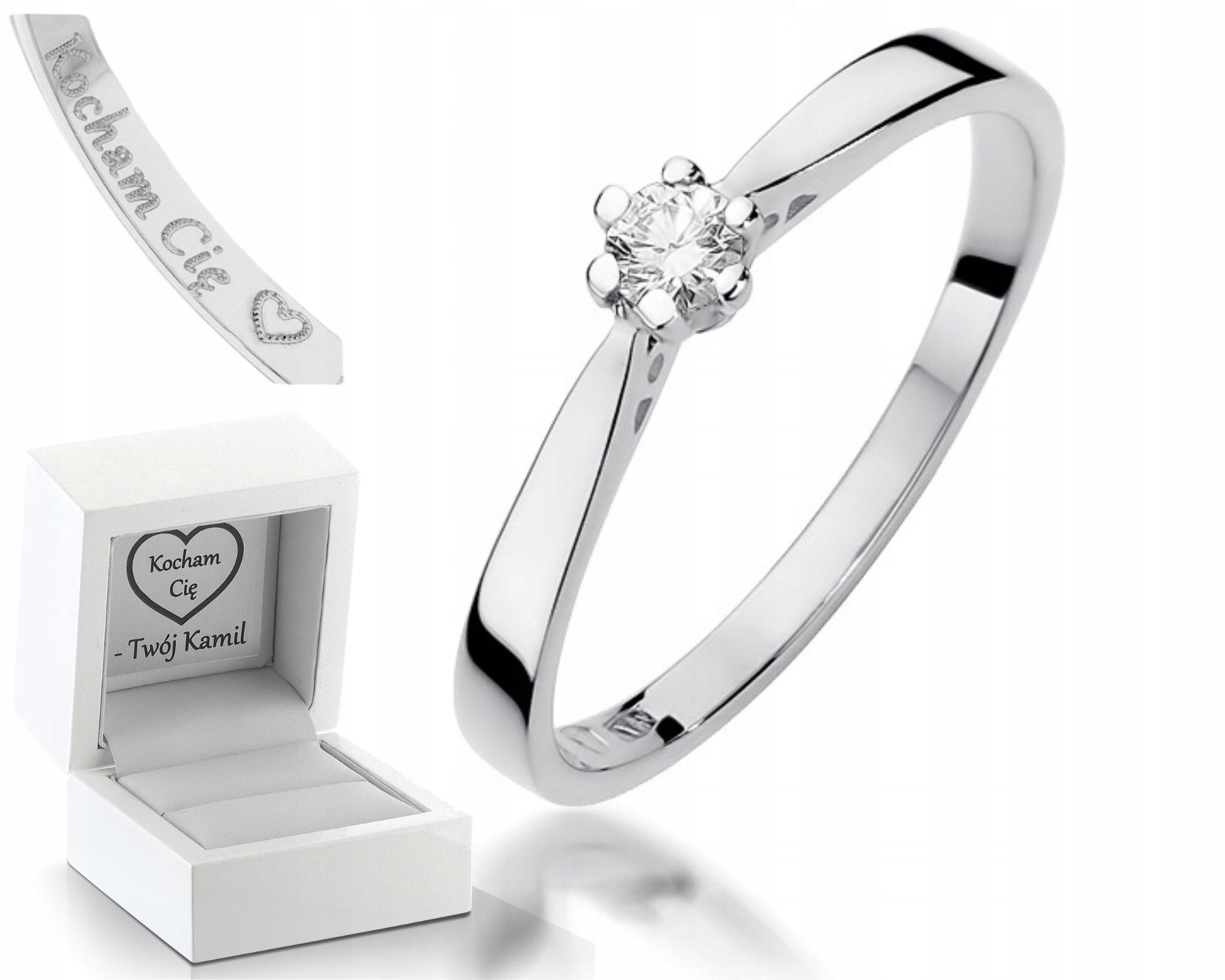 Prstýnek S Briliantem Bílé Zlato 585 Gravírování Zlato