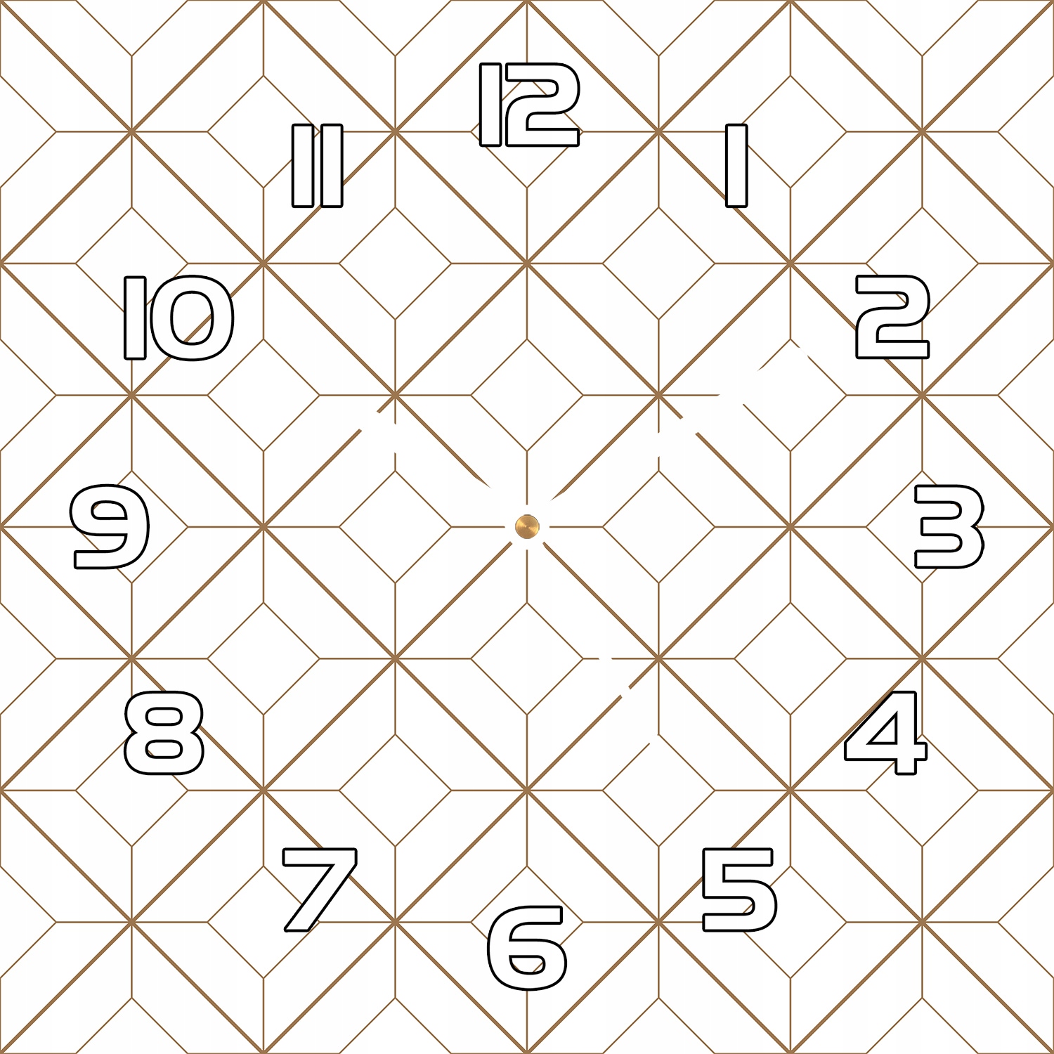 

Zegar szklany Geometryczny złoty wzór 30x30 cm