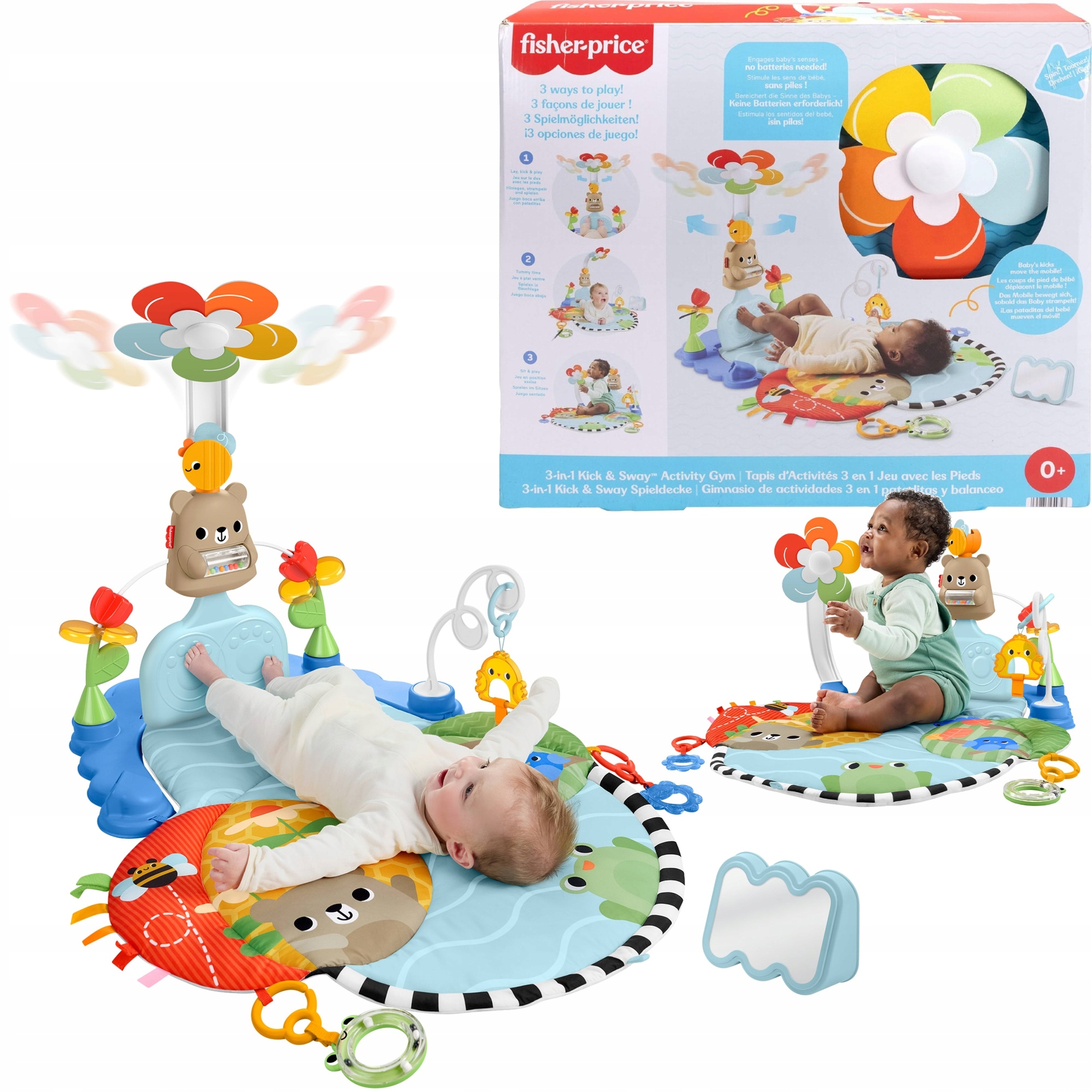 Mata edukacyjna Fisher Price Sensory Kop i Kręć 3w1 HYR60