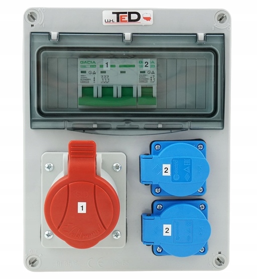 Stavební Rozvaděč 400V 16A/5P 2 X 250V 16A Chráněný IP44