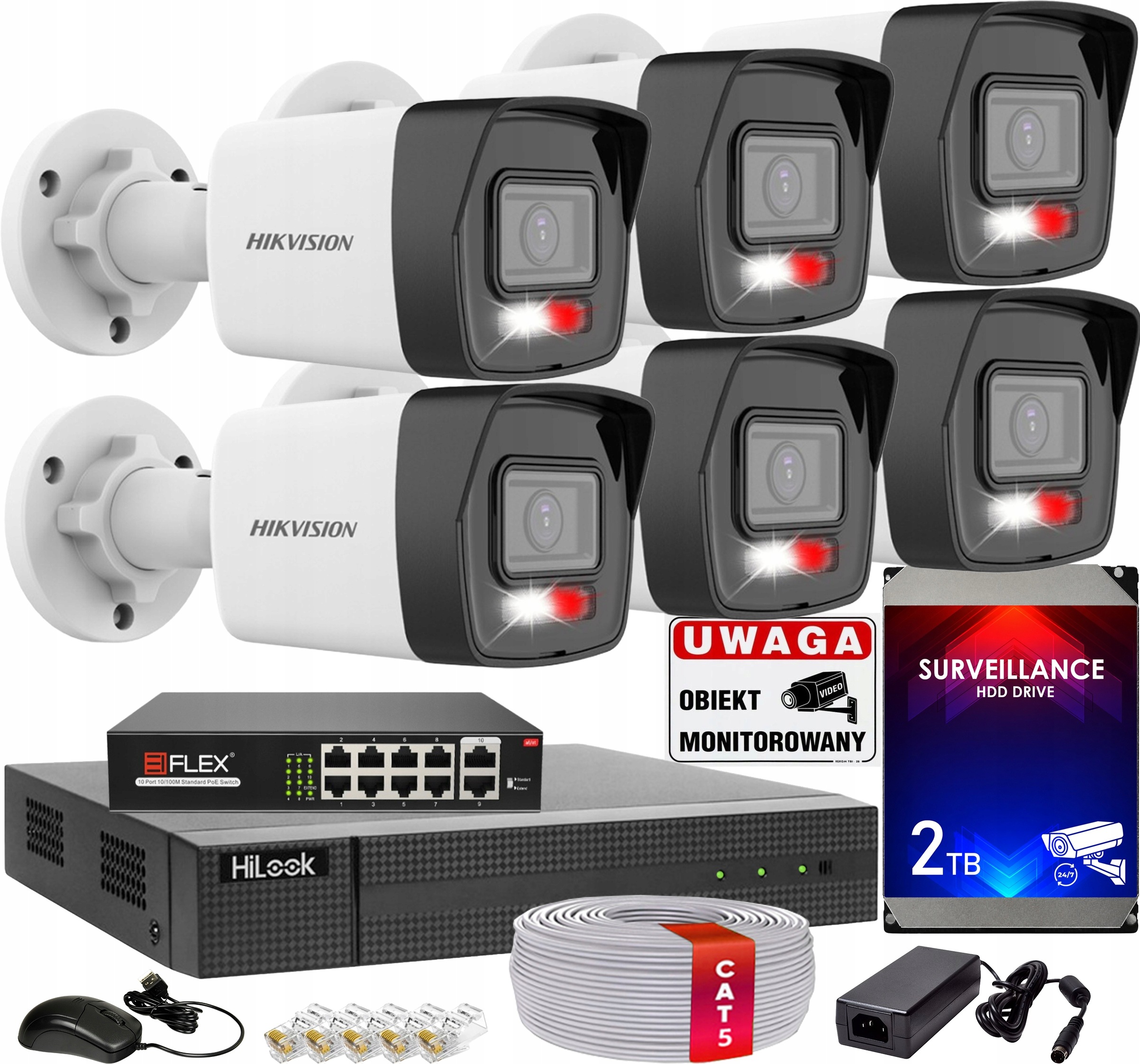 Sada monitorování Ip 4MPx 6 kamer Hikvision 8ch pro rozšíření záznamníku
