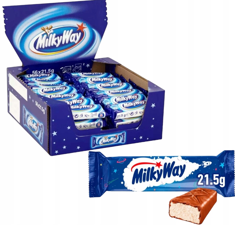 MilkyWay Batony Mleczne w Czekoladzie Nadziewany Baton Mleczny 56 x 21,5g