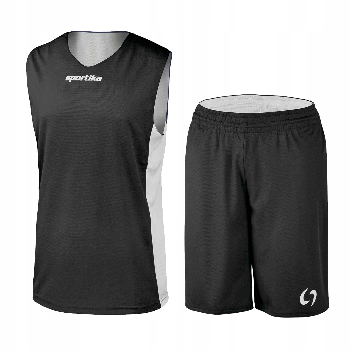 Dwustronny komplet Koszykarski Sportika Assen Set reversibile Czarny/Biały