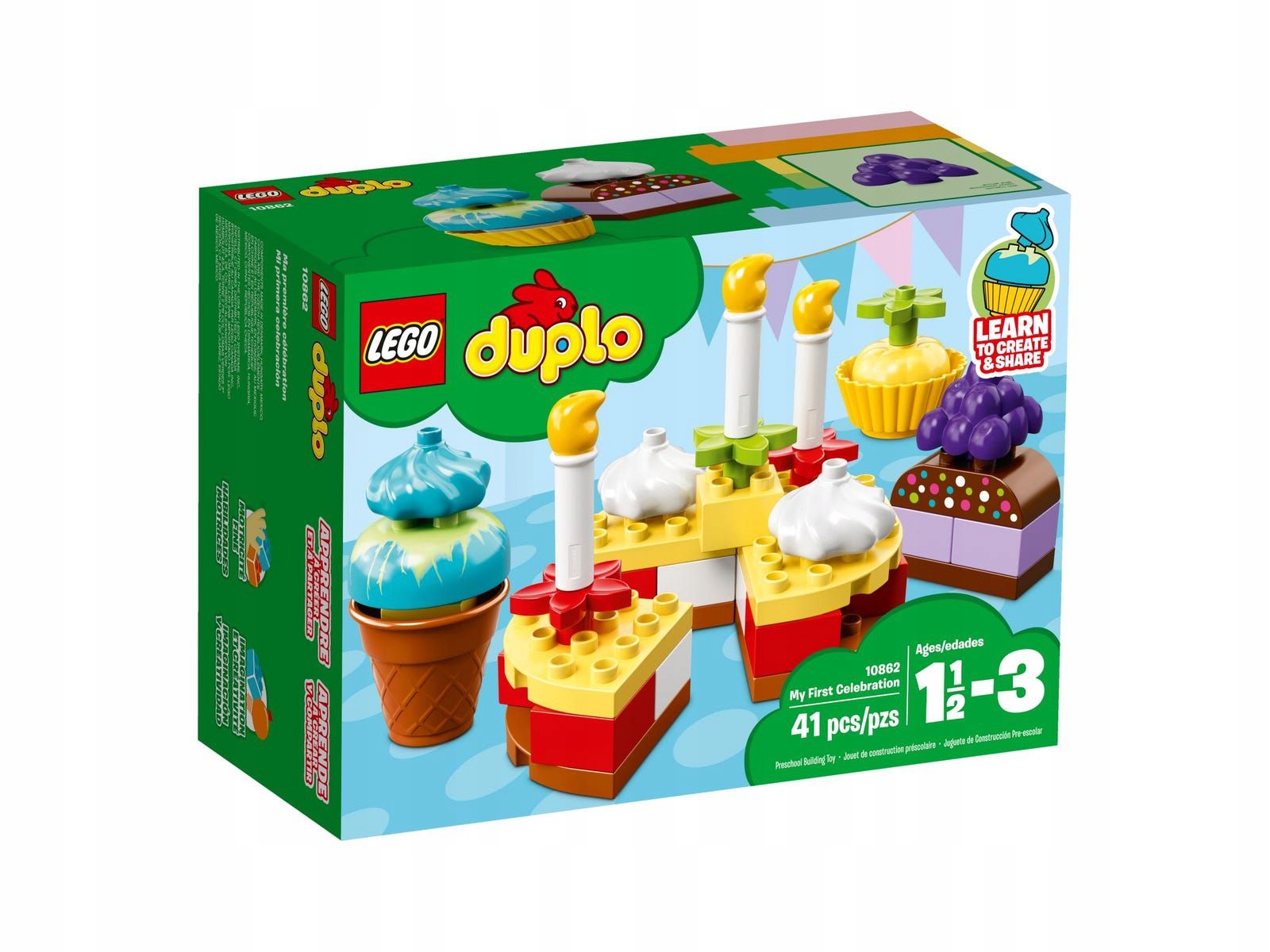 Lego Duplo 10862 Moje pierwsze przyjęcie Tort urodzinowy Ciastka