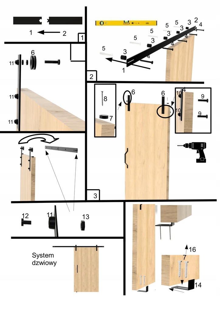 SYSTEM DRZWI PRZESŁUWNYCH BARN DOOR LOFT ZESTAW 2M Marka WDB