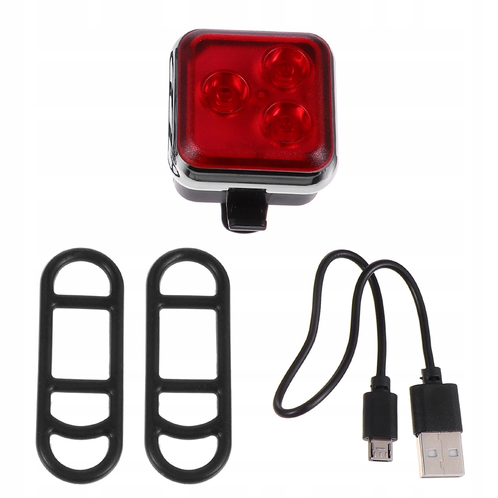 ZESTAW CZERWONYCH LAMPKI ROWEROWEJ TYLNEJ USB DO BEZPIECZEŃSTWA