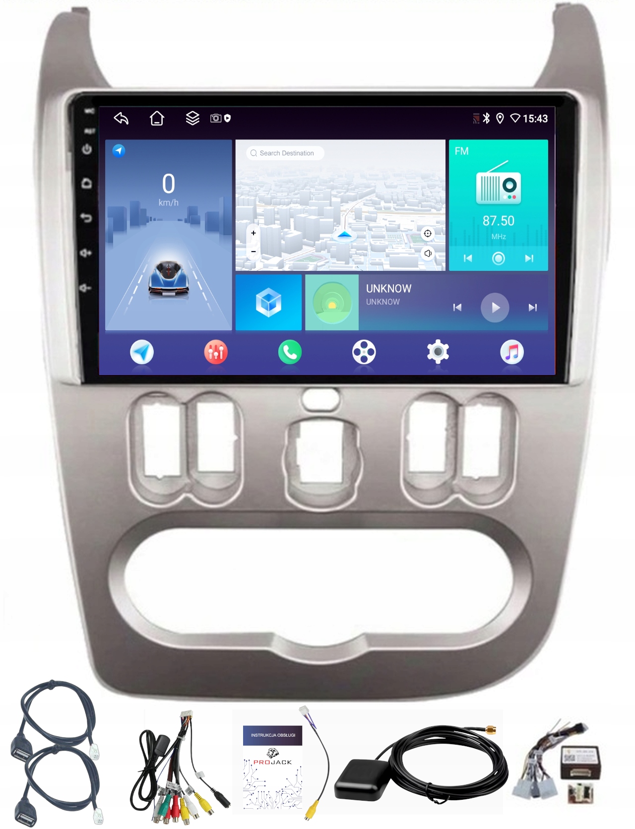 Rádio Navigácia Android Carplay Dacia Duster 2010-2014 4GB 64GB Sim