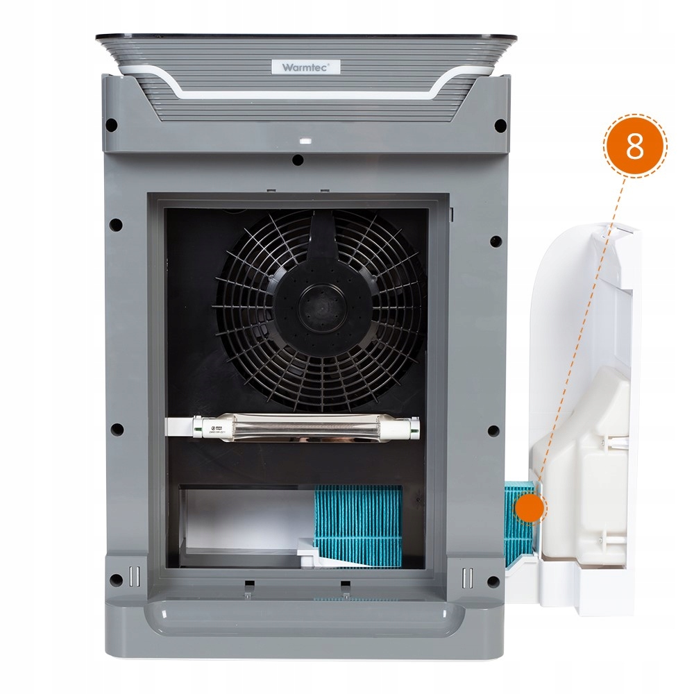 Oczyszczacz powietrza 8 etapów do 80m2 jonizator WiFi UV Warmtec AP350W+ Poziom hałasu 48 dB