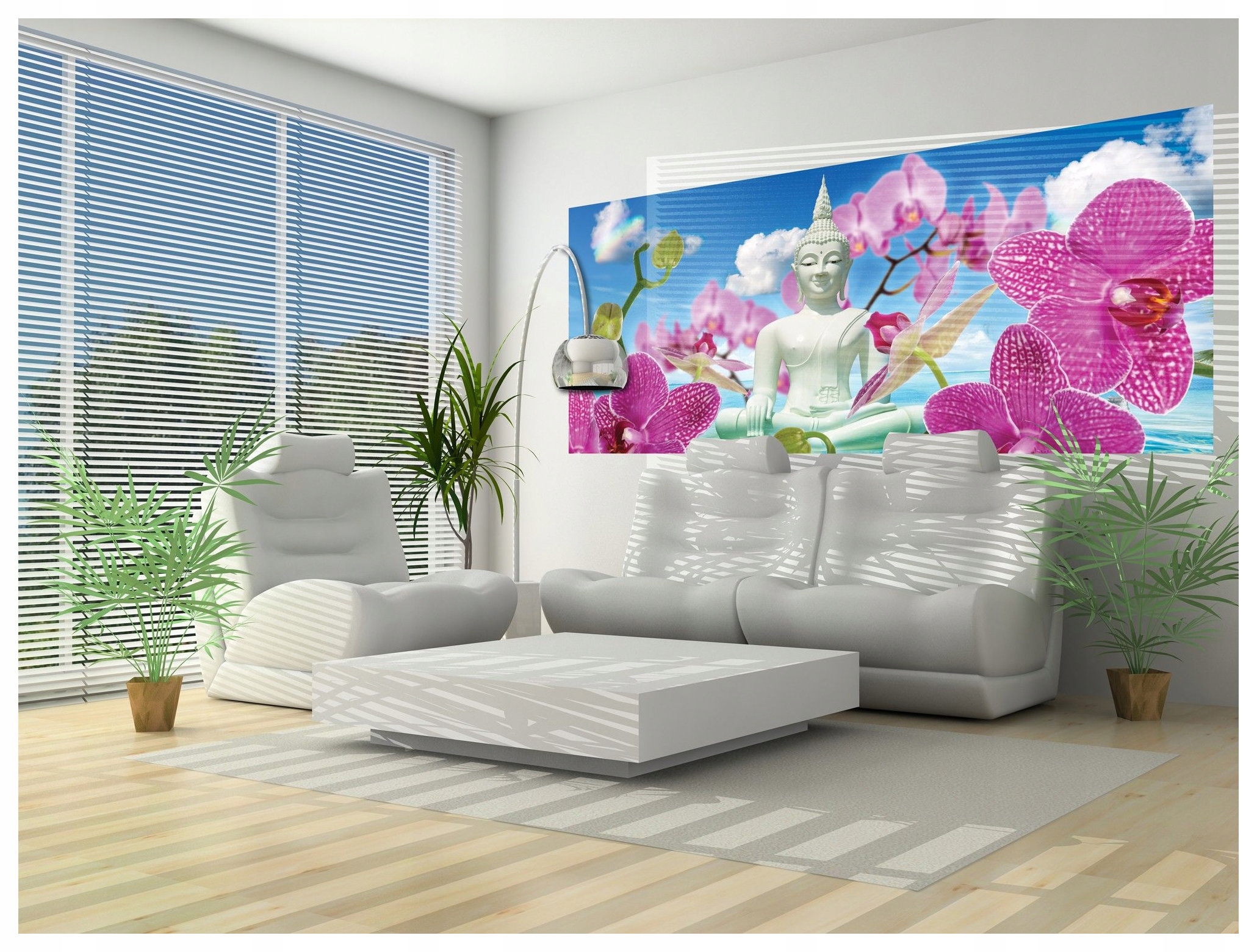 Vliesová fototapeta Buddha a orchideje v harmonii 250x104 lepidlo