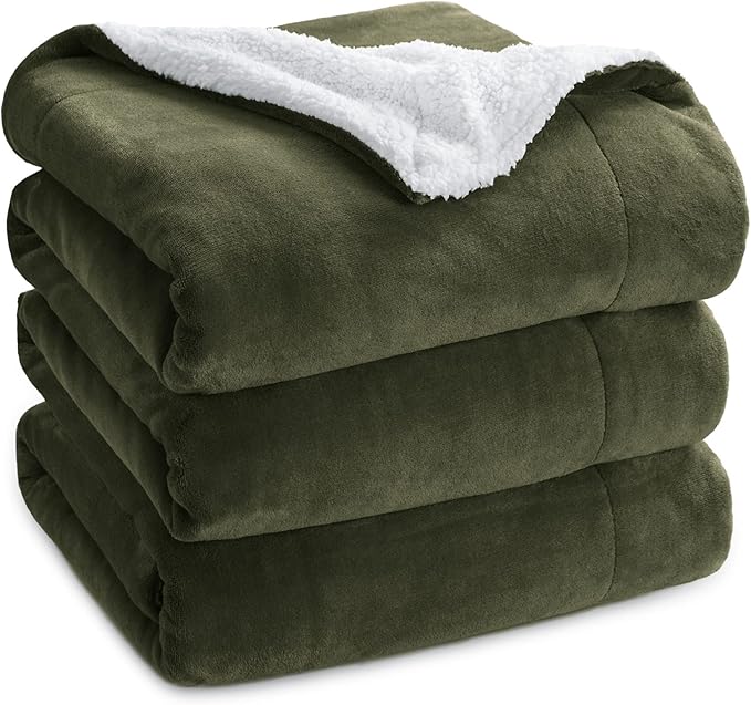 Deka Bedsure Sherpa XXL 220 x 240 cm – silná, teplá a měkká (Ivy Green)