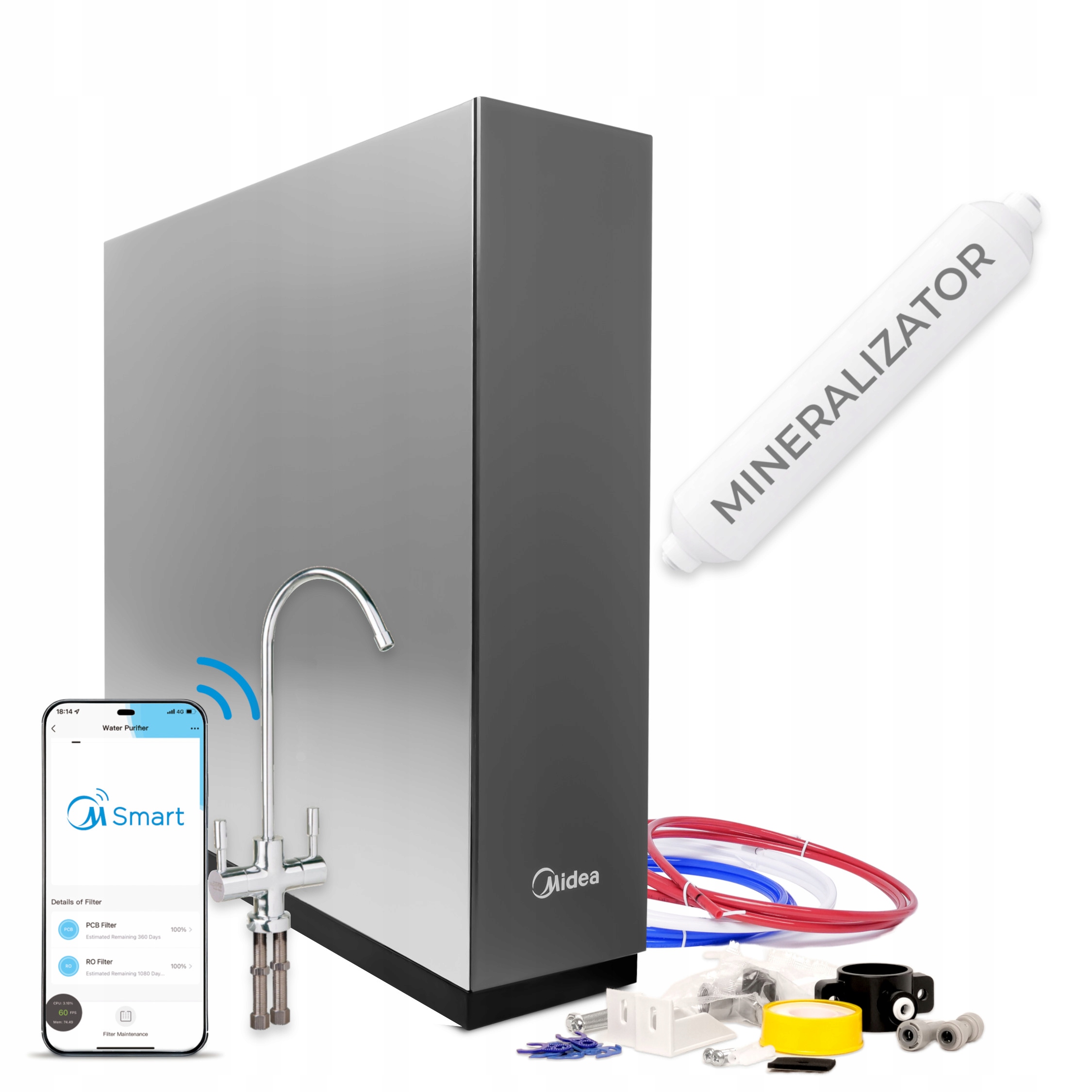 System odwróconej osmozy z mineralizatorem i WiFi Midea 600GPD RO6