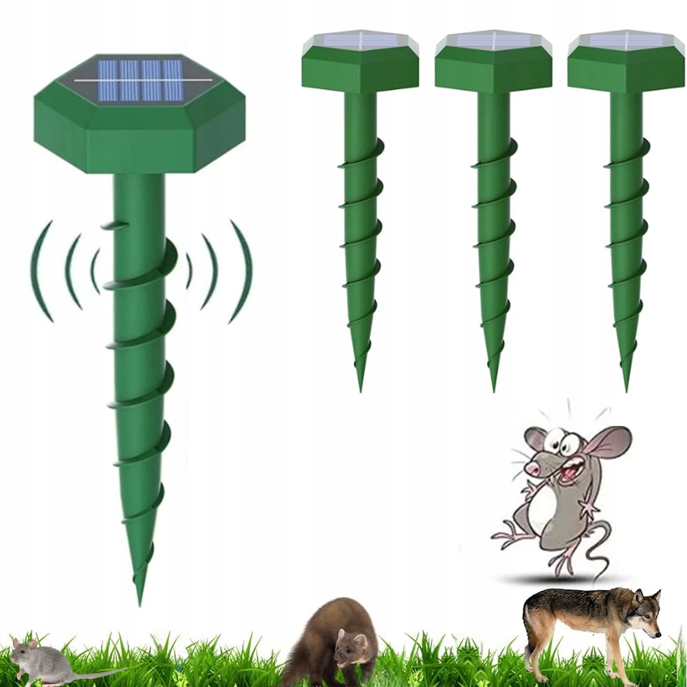 4x Silný Solární Odpuzovač Krtků Na Krtky Nornice Myši Hlodavci 4KS