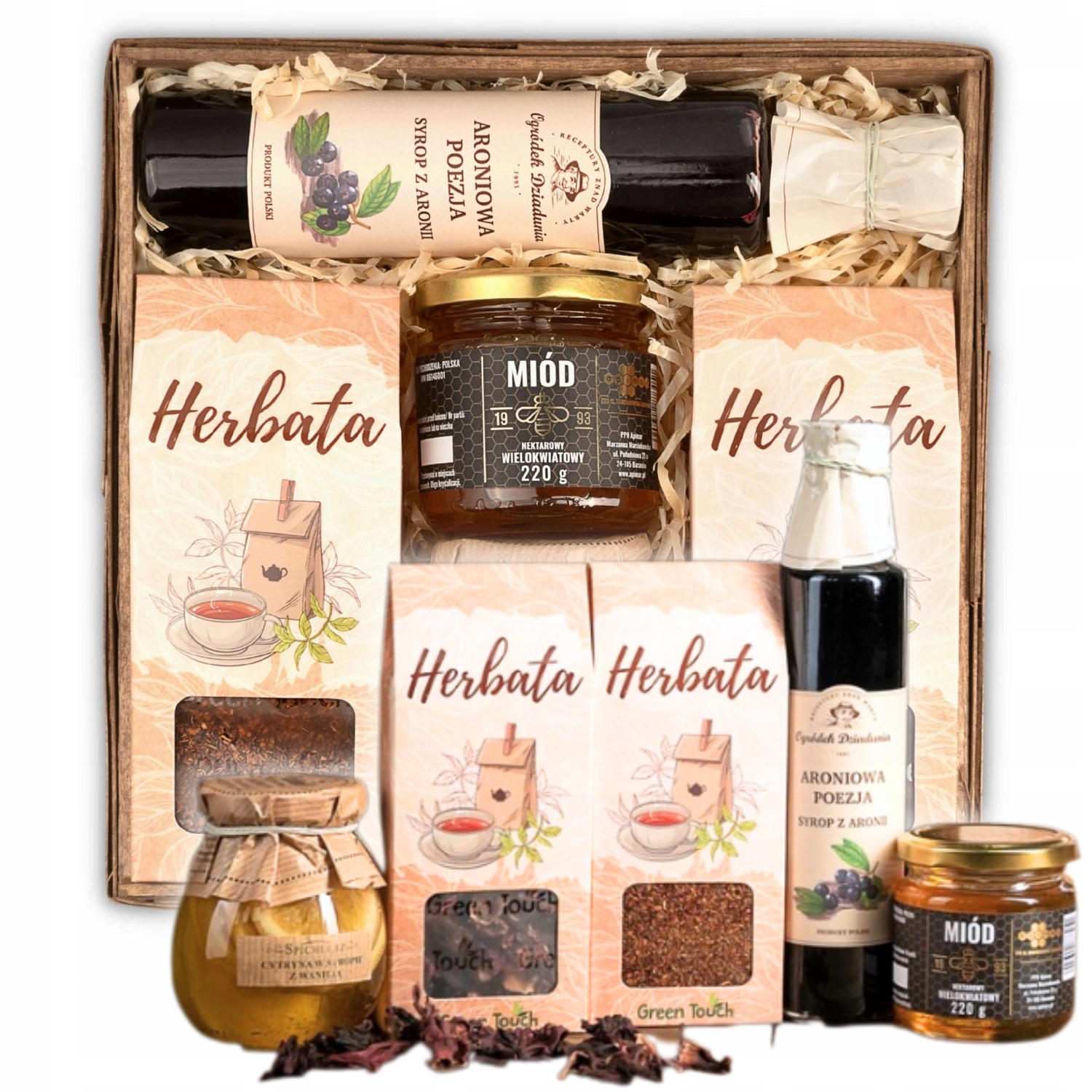 Levně Dárkový Koš Sada Čajů S Medem Citronový Sirup Dárek K Narozeninám