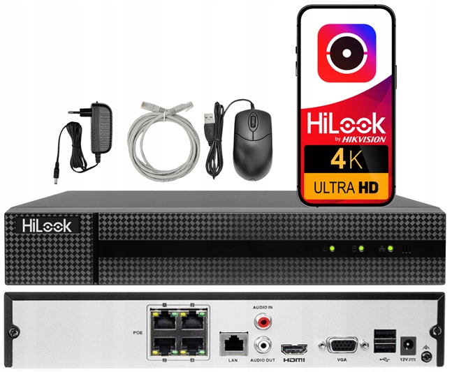 Ip rekordér NVR-104MH-C/4P 4x PoE HiLook od společnosti Hikvision s až 8 Mpx 4 kanály