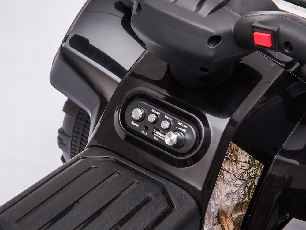 Quad na Akumulator 1 Silnik 6V 45W Muzyka MP3 USB Czarny Długość pojazdu 66 cm