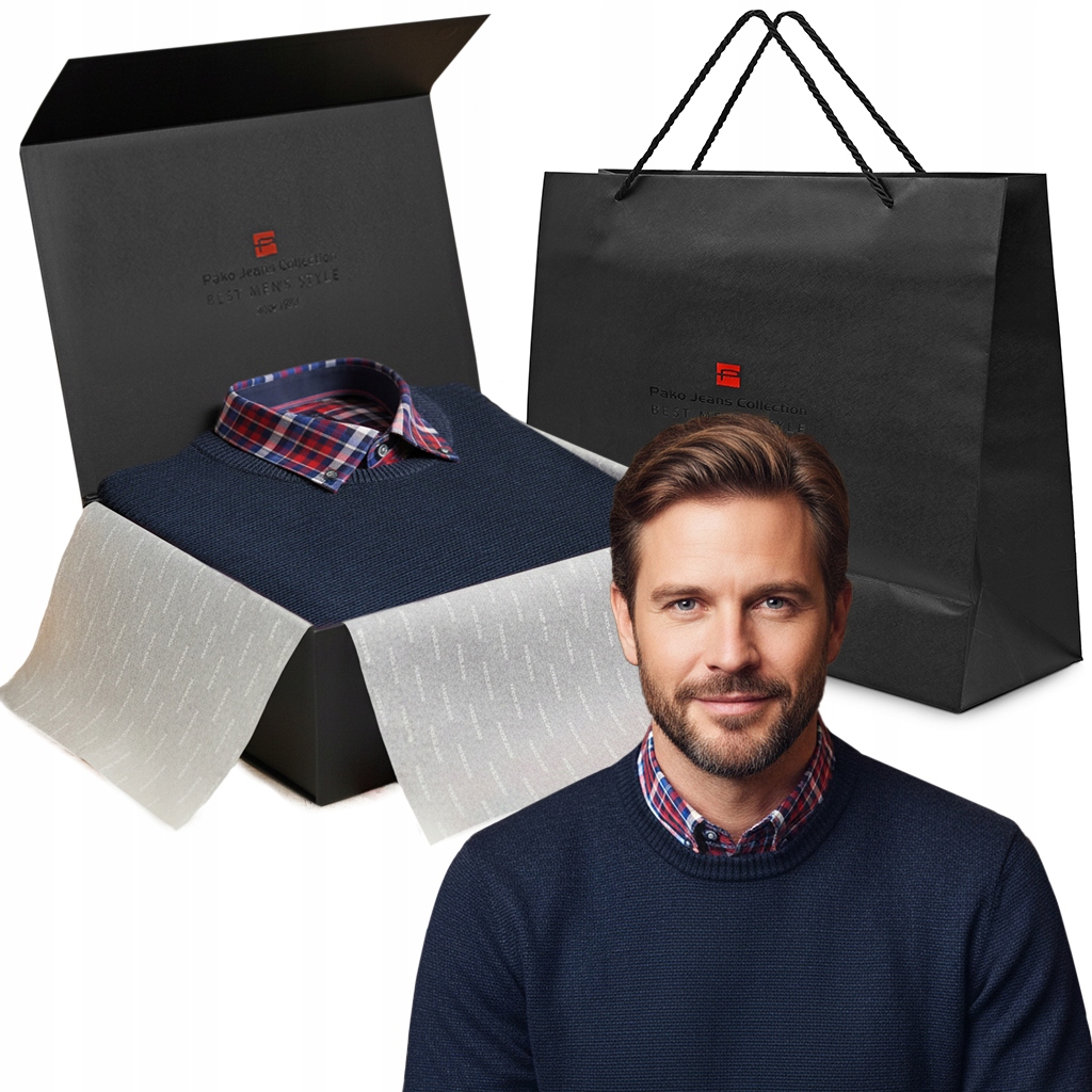 Pánský prémiový set – košile a svetr, elegantní dárek pro muže XL