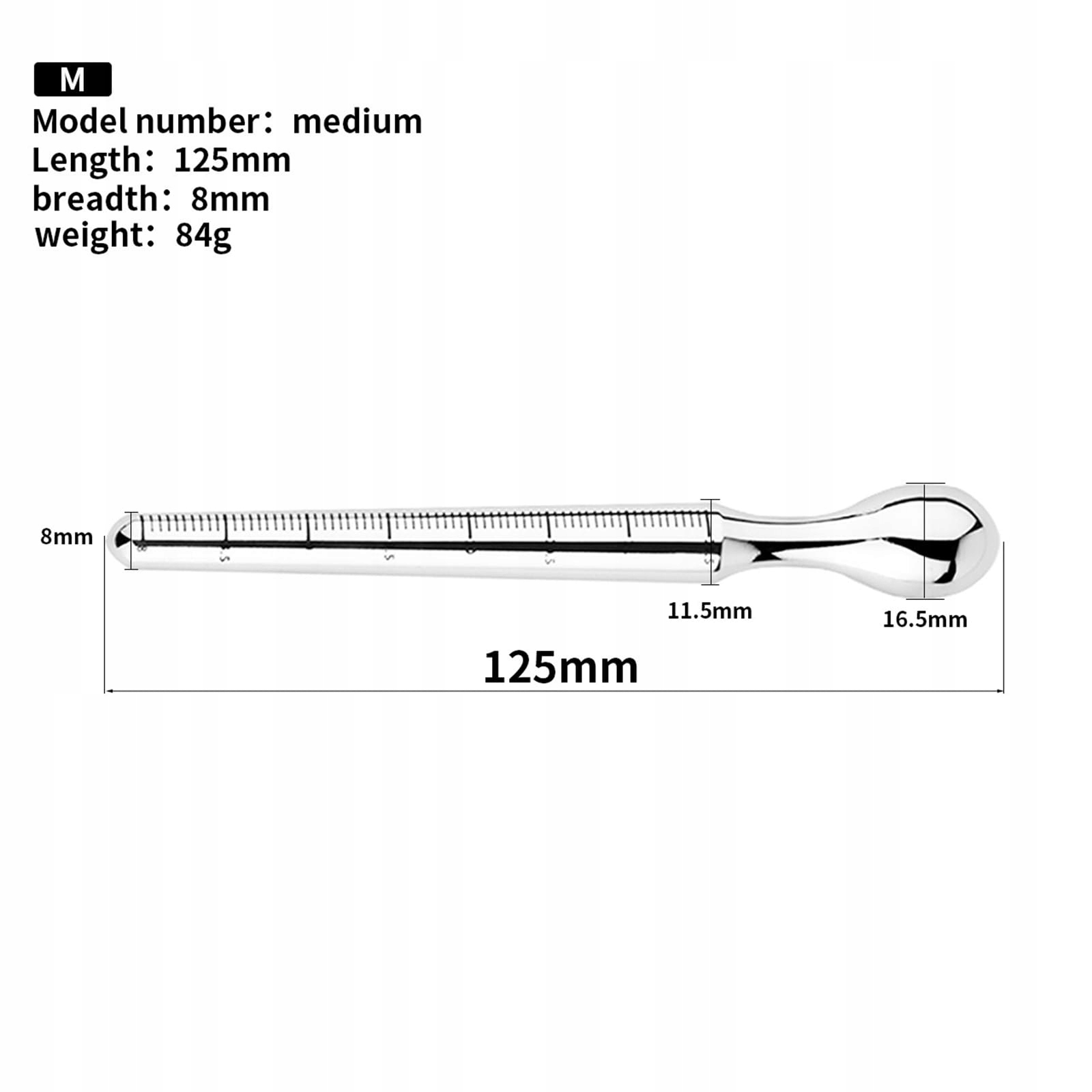 EDELSTAHL Metalowy Dilator Penisowy Do Stymulacji Uretralnej Dla Mężczyzn — miniatura 2
