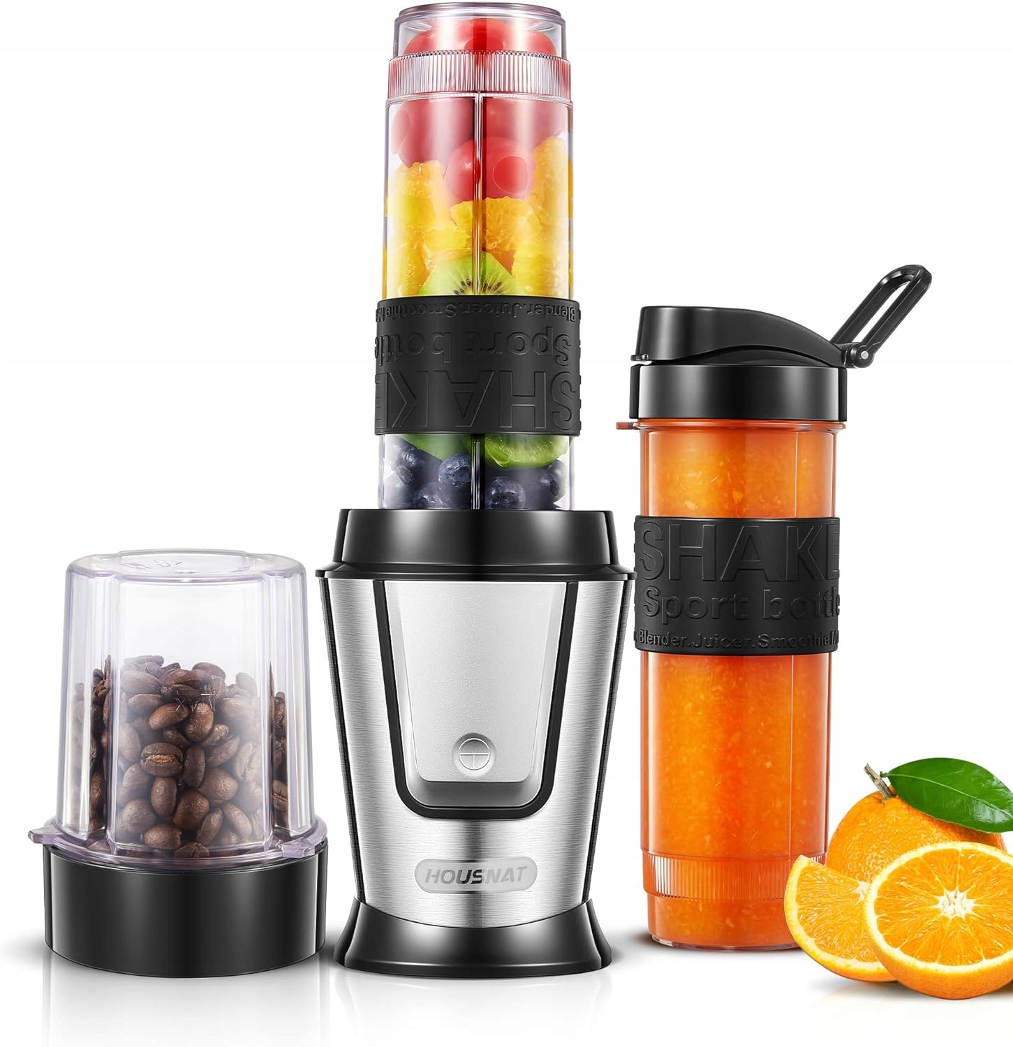 HOUSNAT Blender Do Smoothie 500W Z Młynkiem 2 Butelki Tritan 570ml — miniatura 9