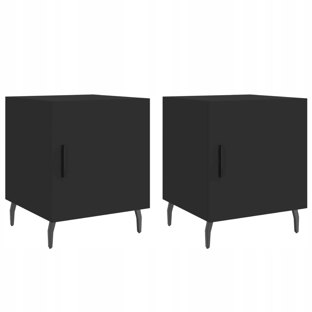 Černé noční stolky 40 x 40 x 50 cm s kovovými nohami