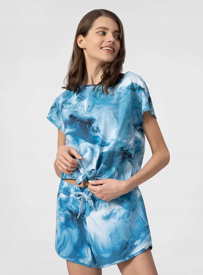 KOSZULKA DAMSKA SPORTOWA 4F DO BIEGANIA TRENINGOWA NA SIŁOWNIE DAMSKI TOP Dekolt okrągły