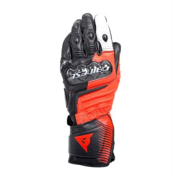 Motocyklové Kožené Rukavice Dainese Carbon 4 Long Červené Fluo veľ S