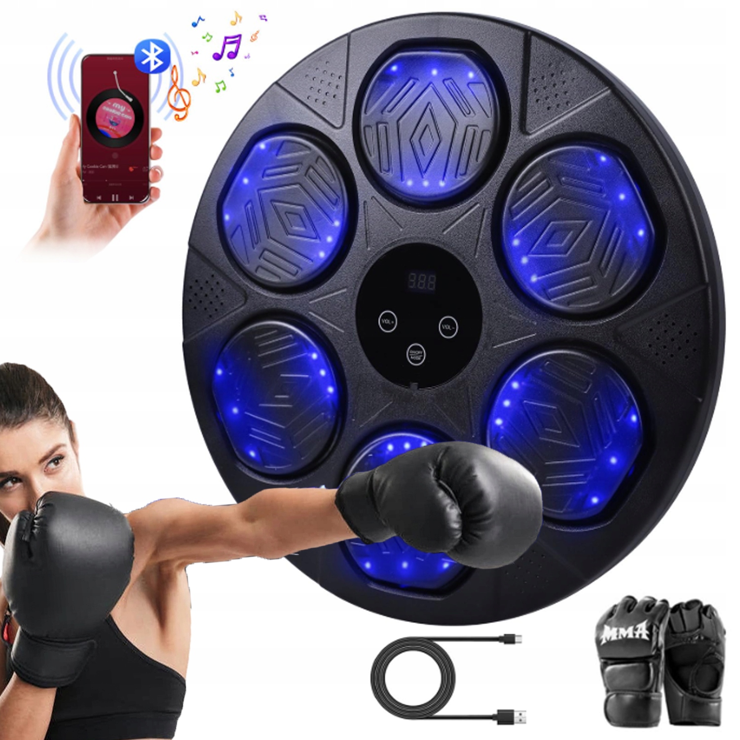 Hudební Boxovací Deska Bluetooth Štít Trenažér Music Box S Rukavicemi