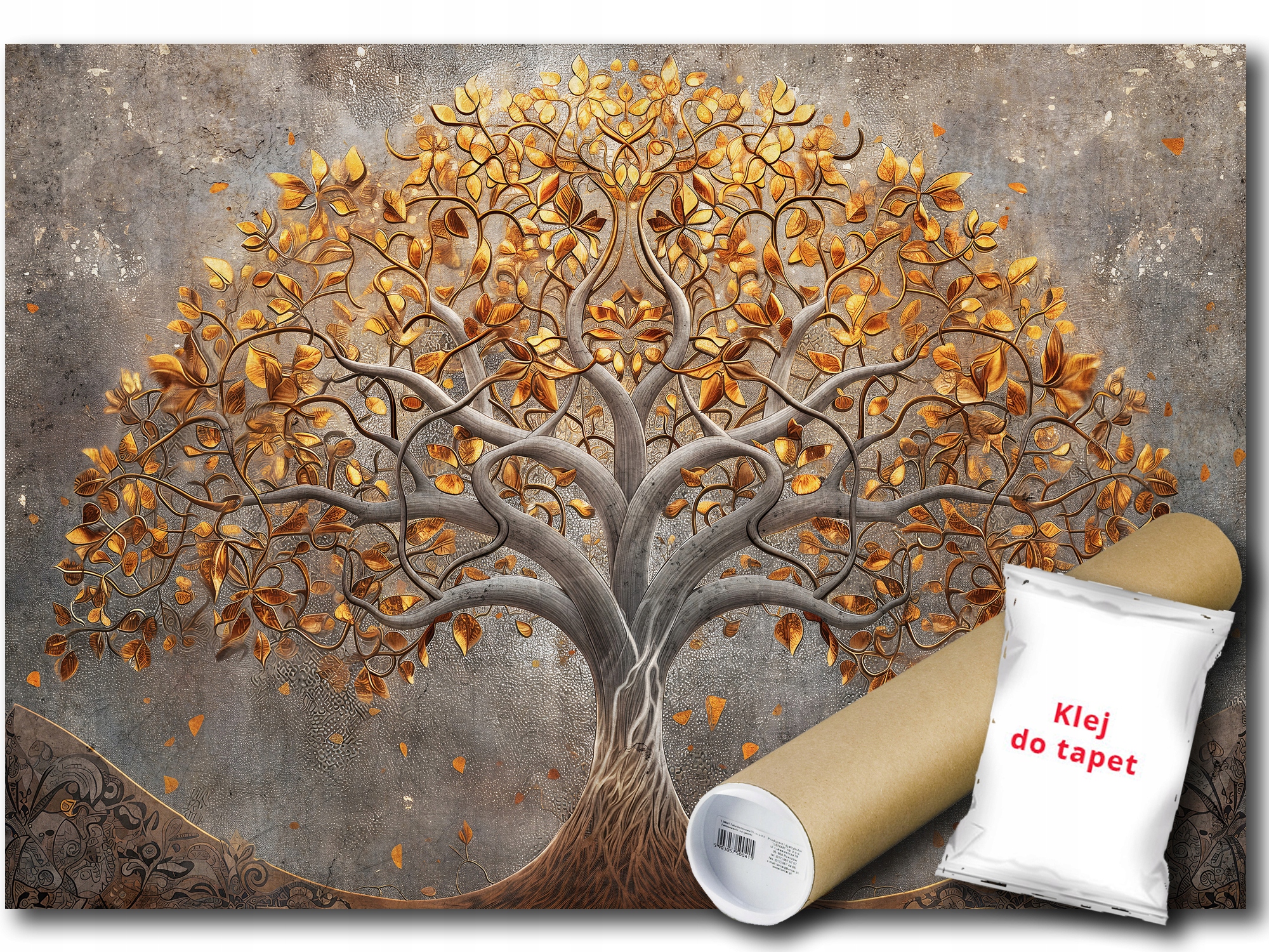 Vinylová Fototapeta Dřevo 3D Zlato Podzim Abstrakce Příroda 312x219