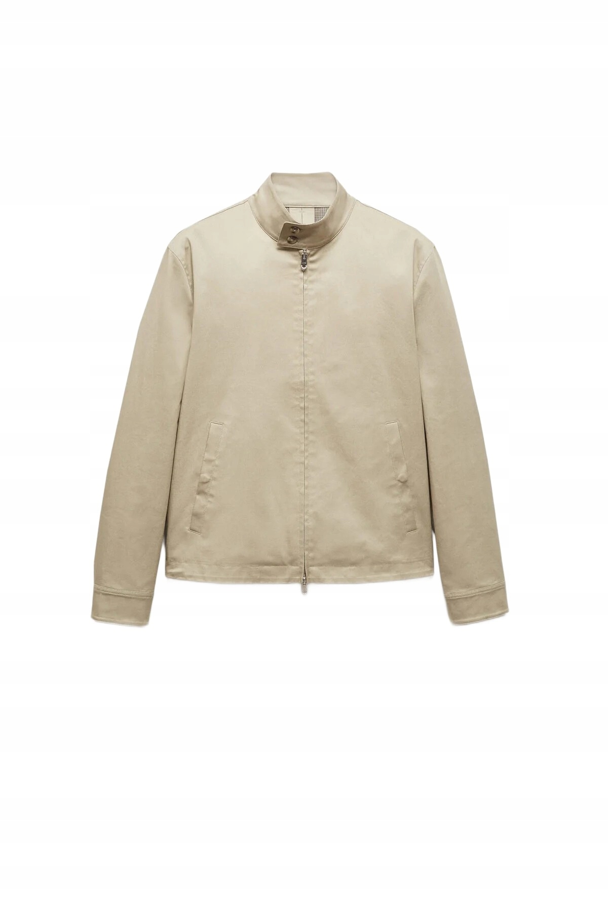 Mango Pánská Jednořadá Béžová Bunda Se Zipem Až K Bokům, Velikost 5DA*