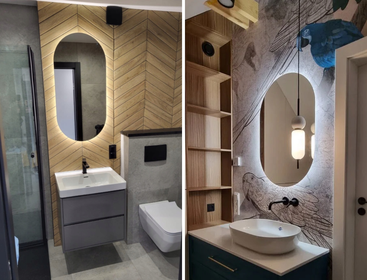 LUSTRO OWALNE ŁAZIENKOWE LED 60x90 PODŚWIETLANE OWAL LEDOWE GLAMOUR Marka Metanoia Lustra Led