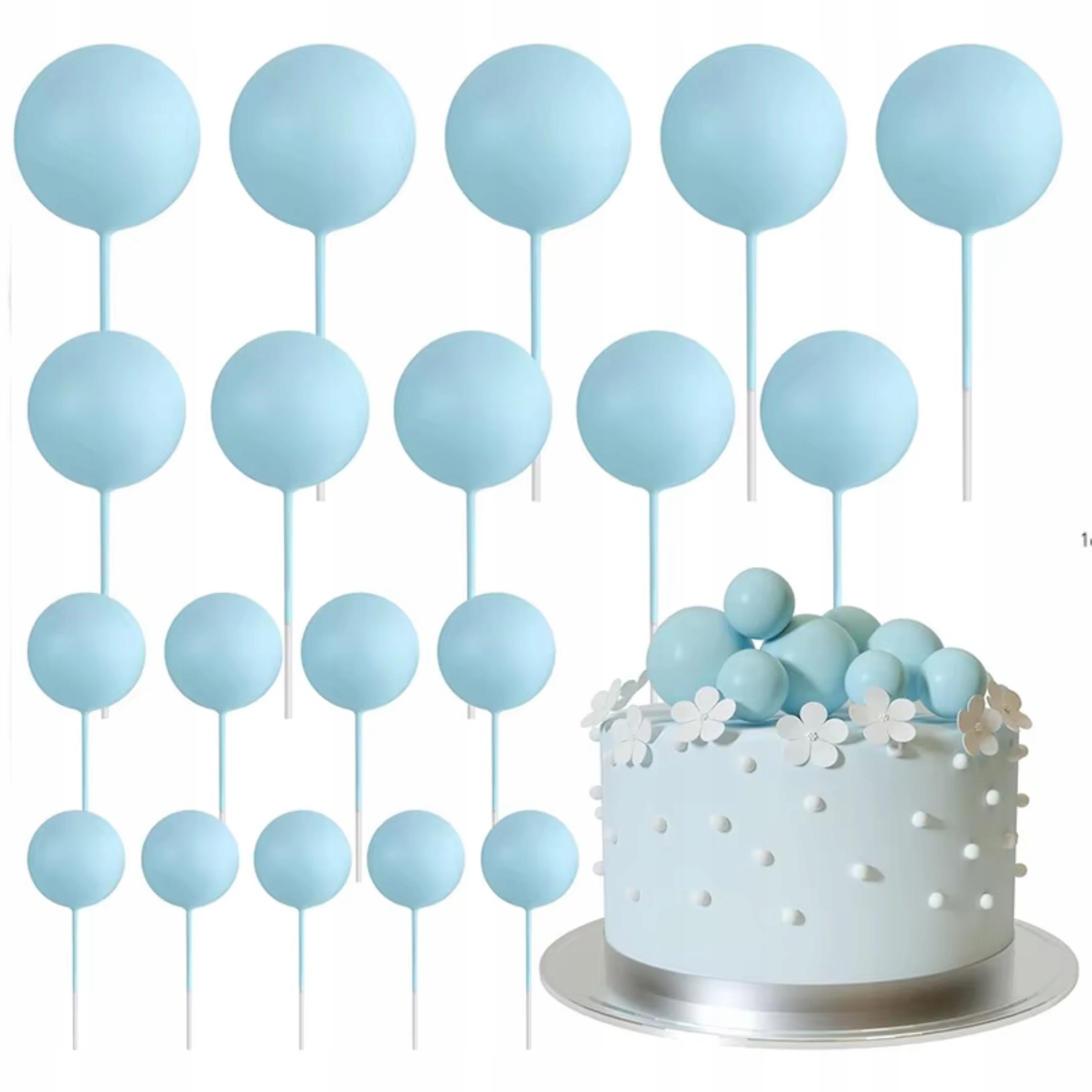 Niebieskie Kule Kulki Dekoracja Na Tort Ciasto Na Piku 20 szt topper toper