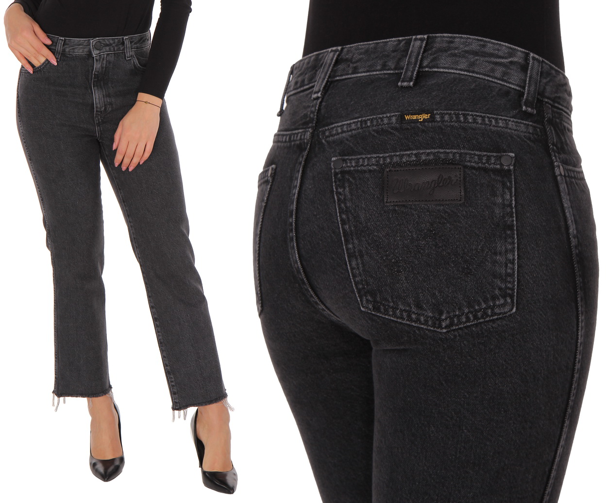 

Wrangler retro straight Szare Wysoki Stan W29 L32