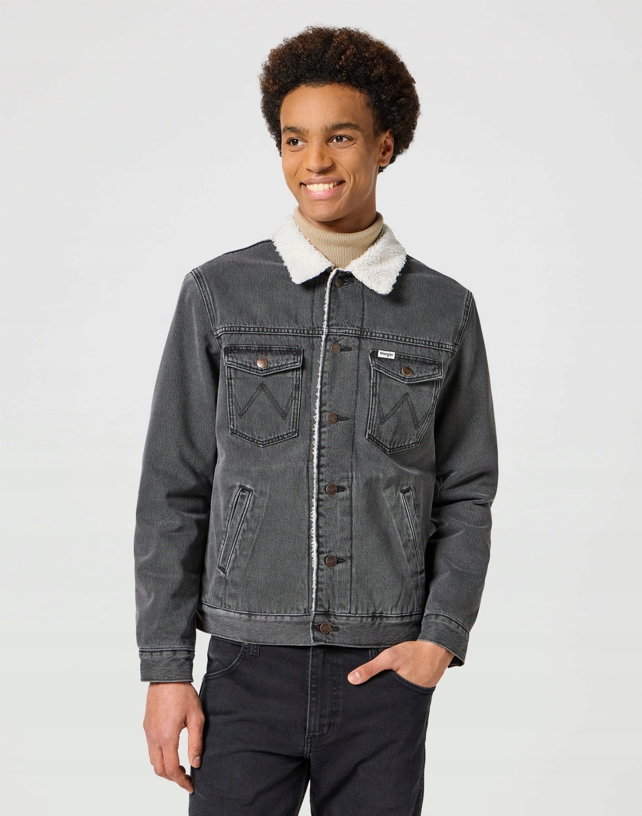 Pánská bunda Wrangler Sherpa Jacket Jet Wash 112355043 M