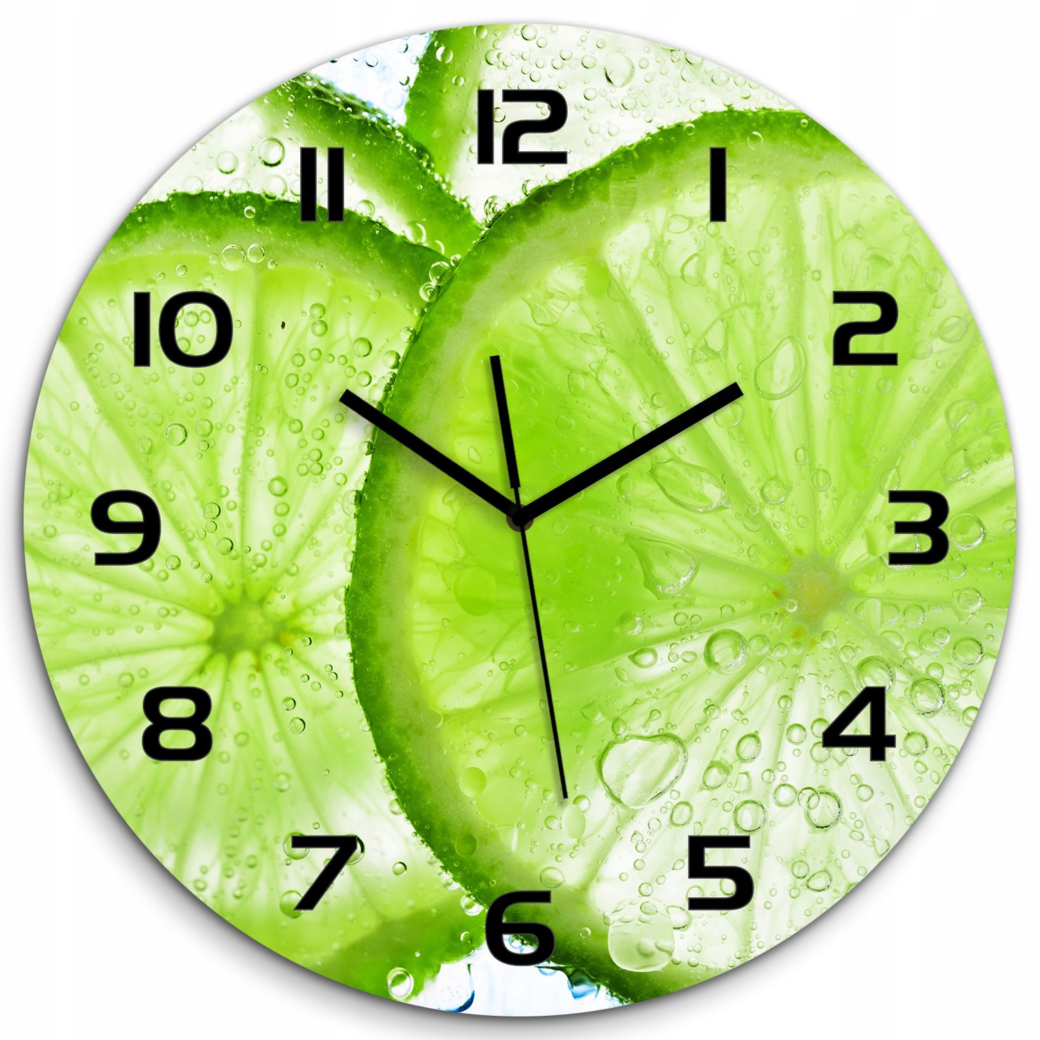 

Duży szklany zegar ścienny Limonki pod wodą fi 60