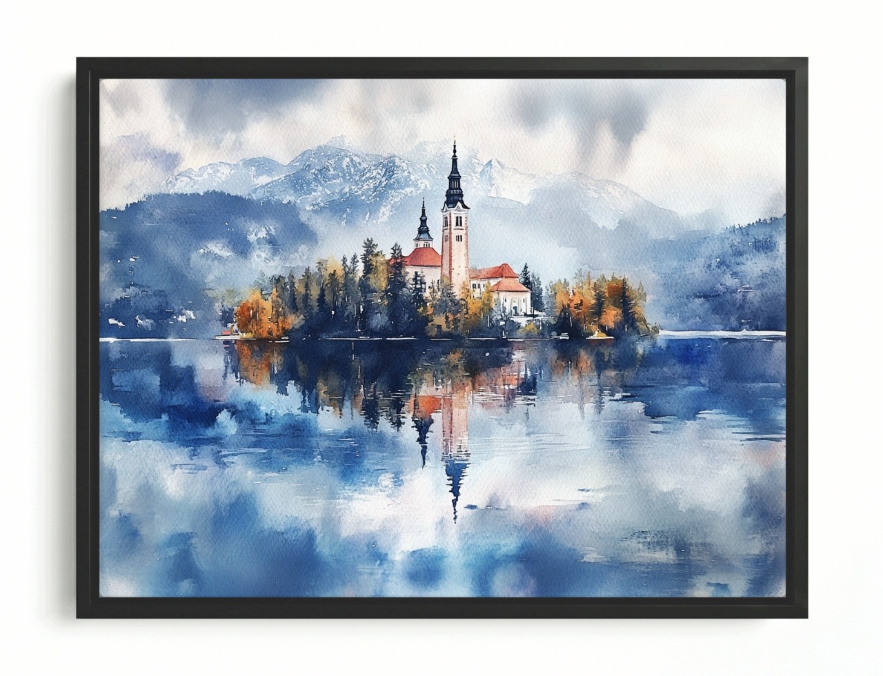 Obraz Rama American Box Krajina Slovinsko Jezero Bled Ostrov Kostel 80x60