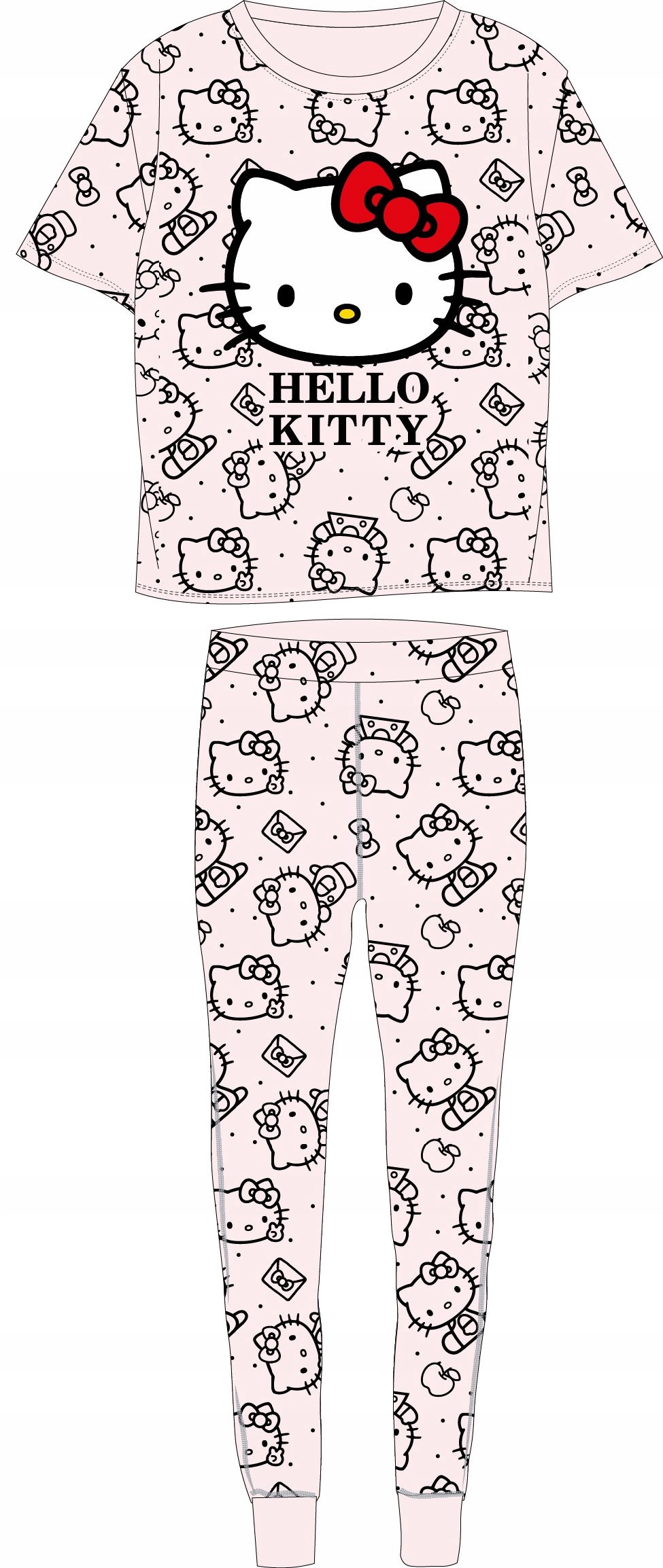 Dámské Vtipné Pyžamo Hello Kitty Pyžamo Kočka S Mašličkou L