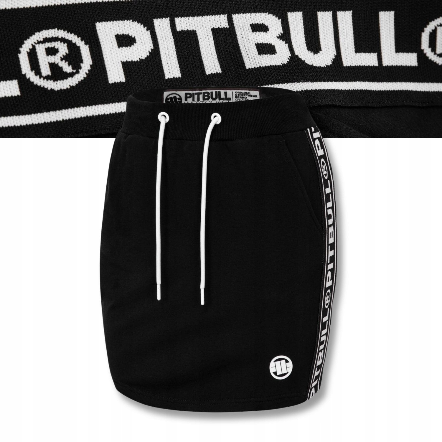 Dámská krátká bavlněná sukně Pitbull s přiléhavým střihem, lampasy French Terry